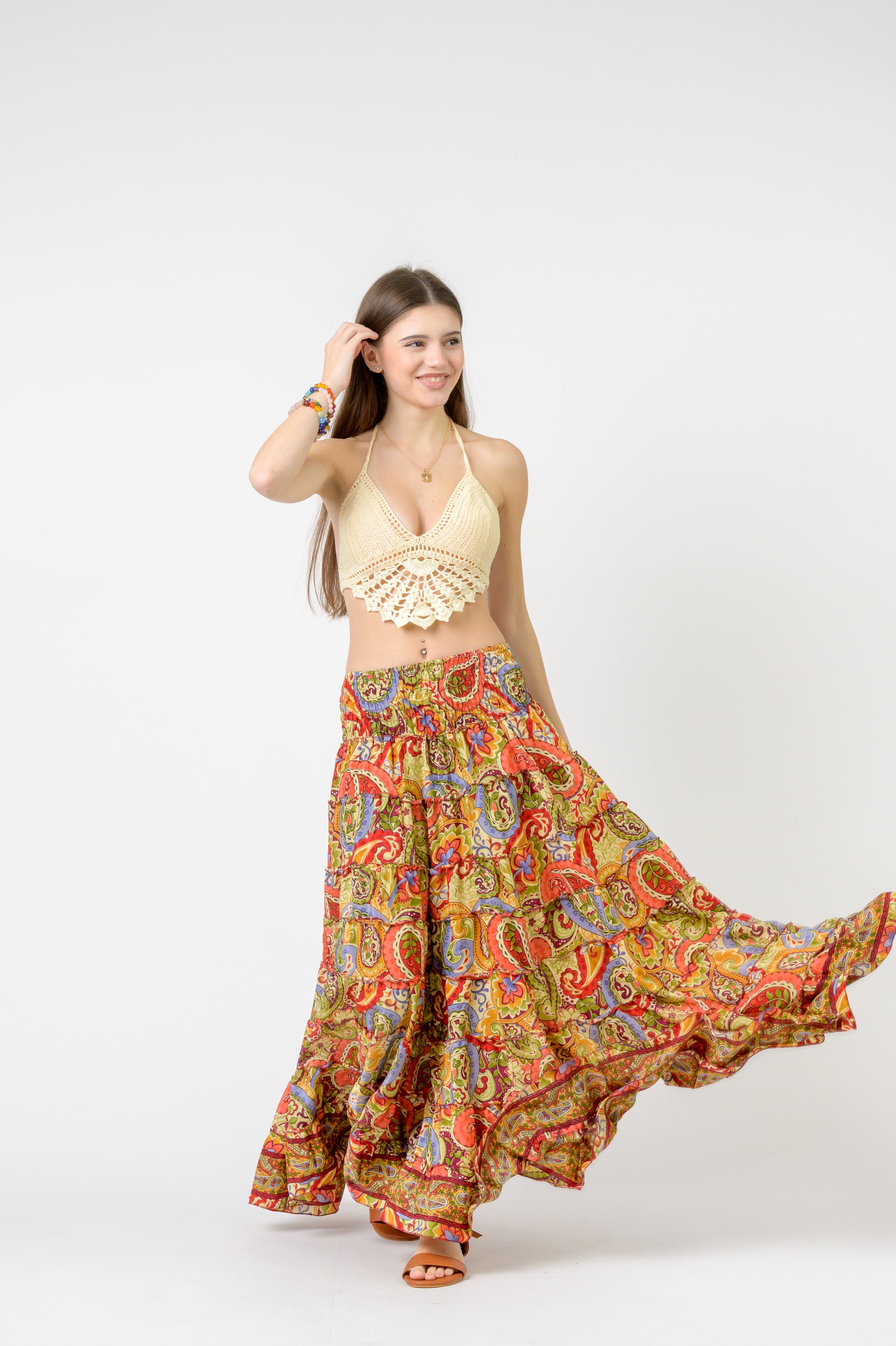 Layered Print Ruffle Skirt