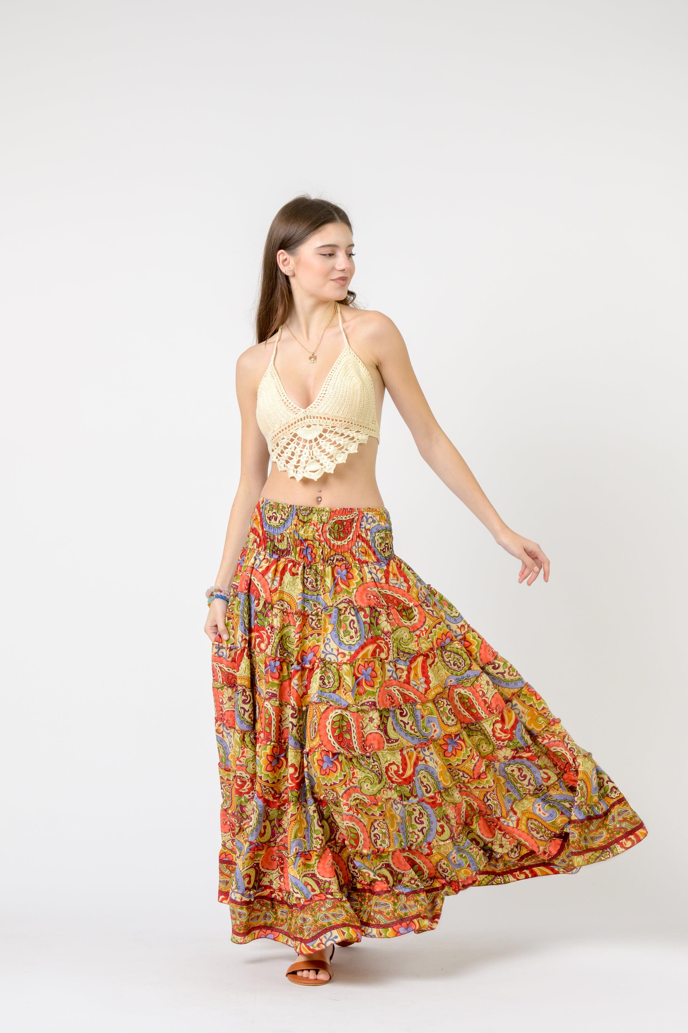 Layered Print Ruffle Skirt