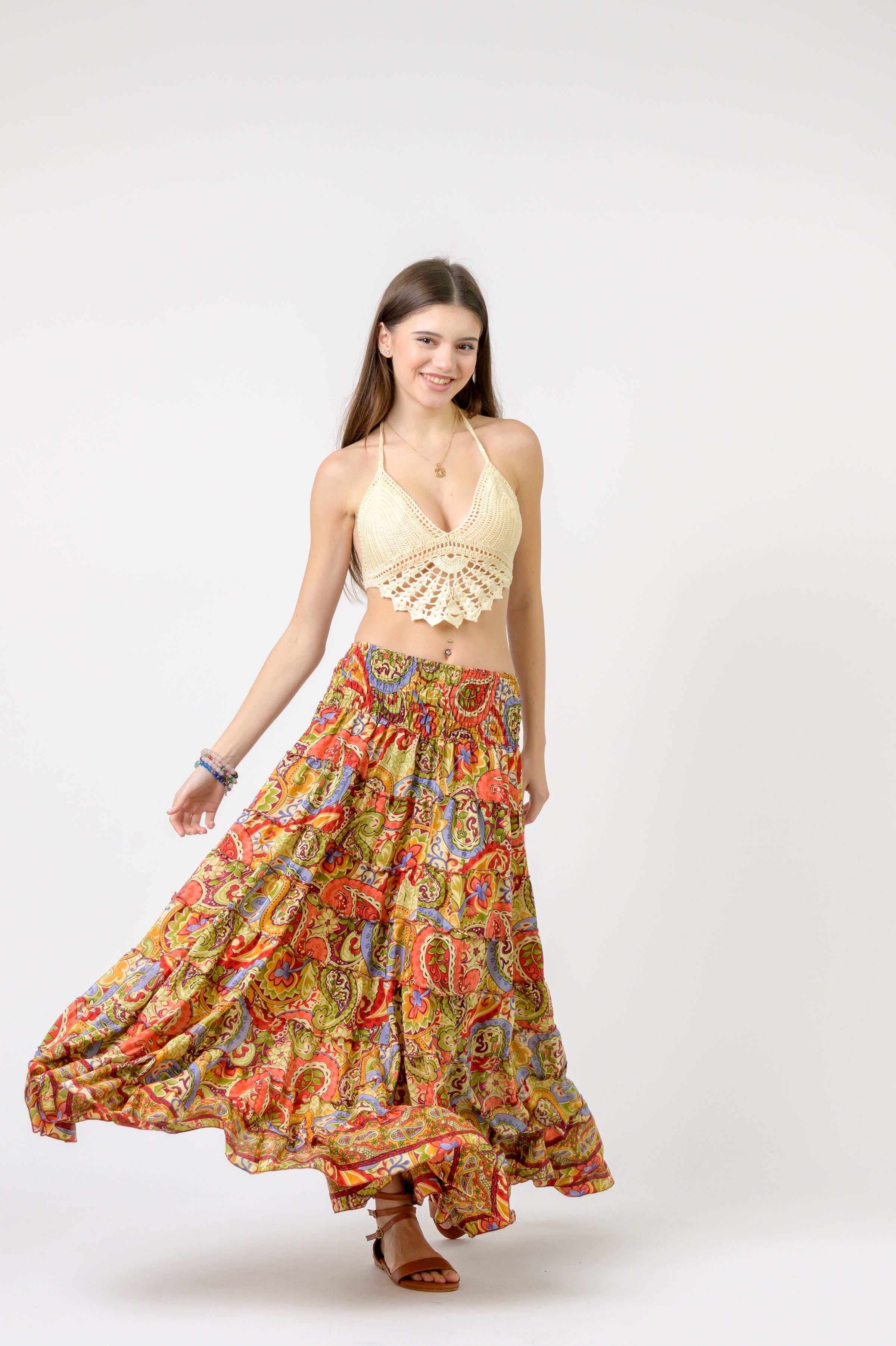 Layered Print Ruffle Skirt