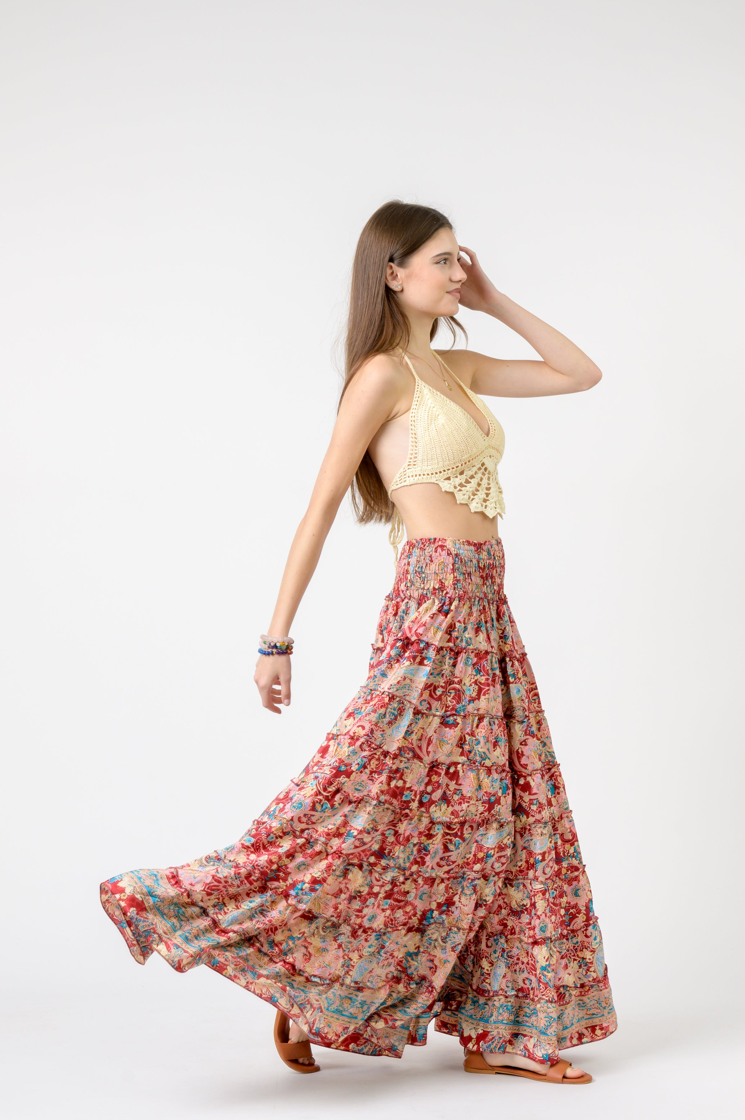 Layered Print Ruffle Skirt