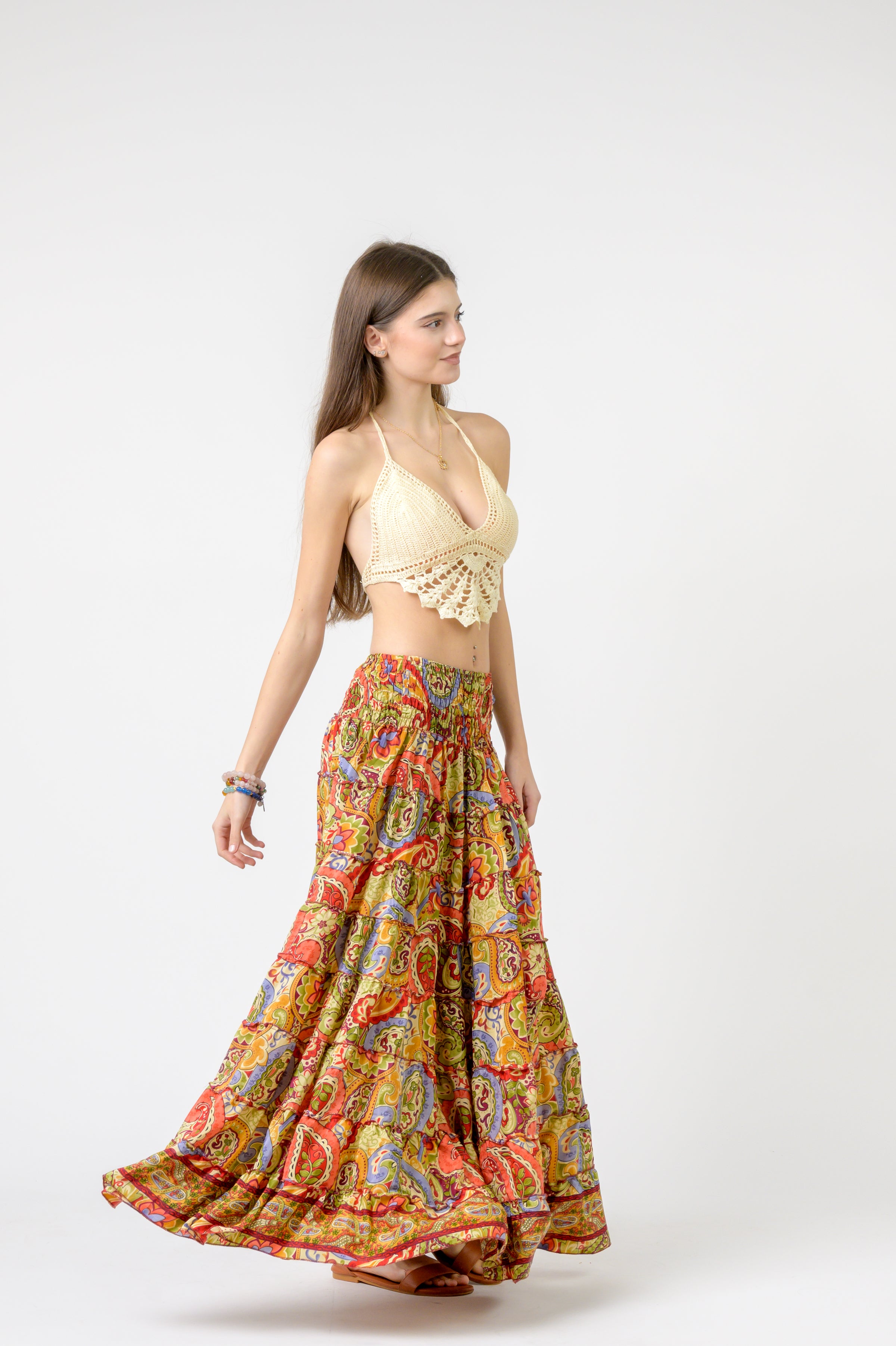 Layered Print Ruffle Skirt