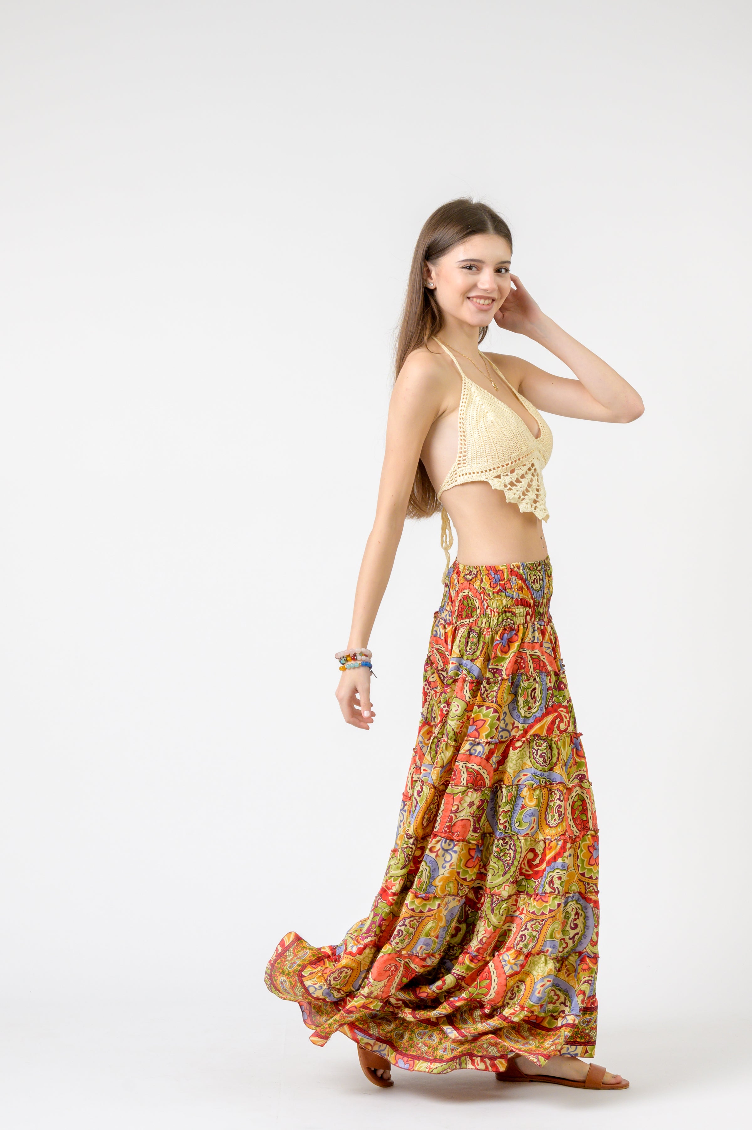 Layered Print Ruffle Skirt