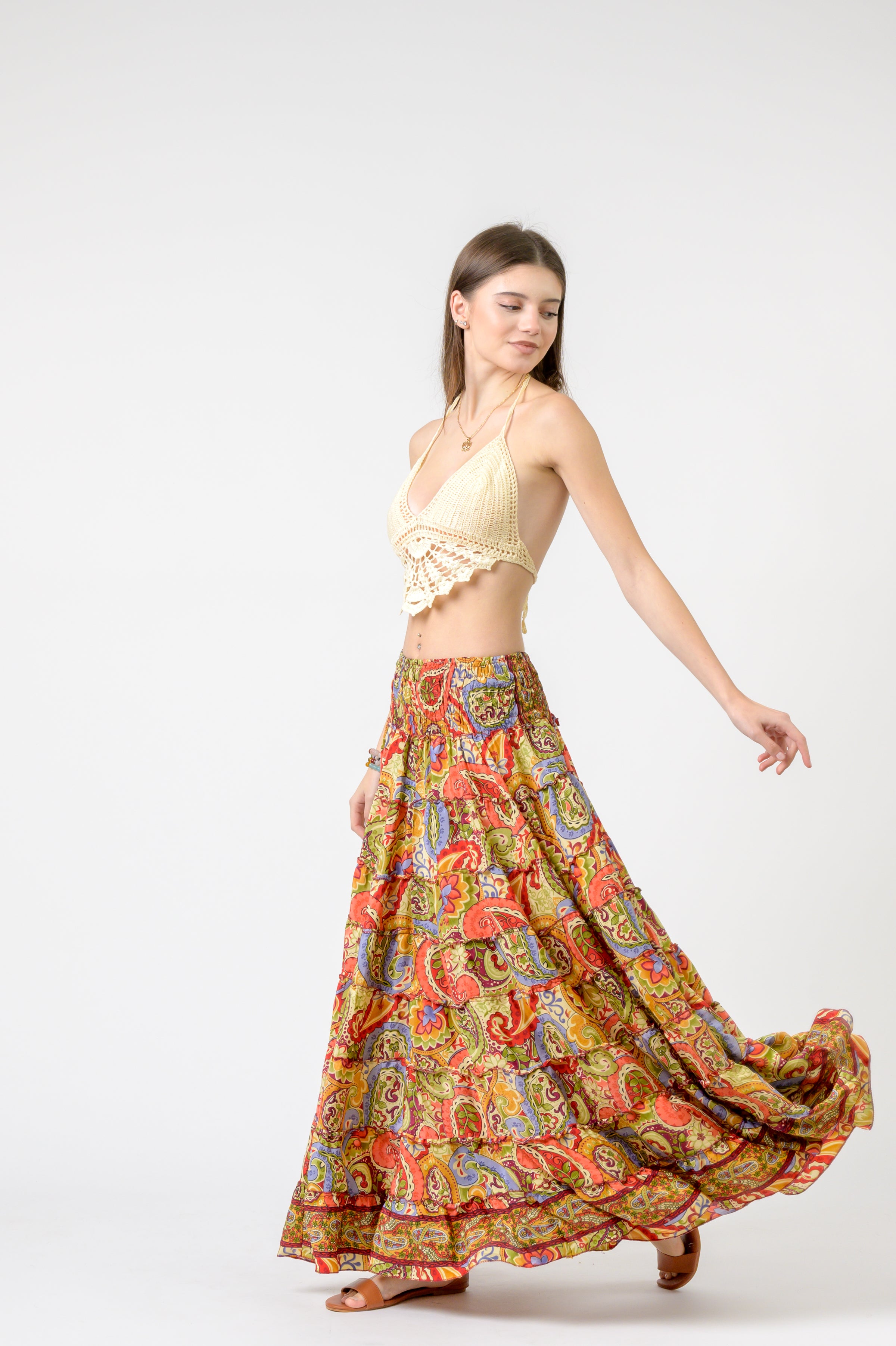 Layered Print Ruffle Skirt