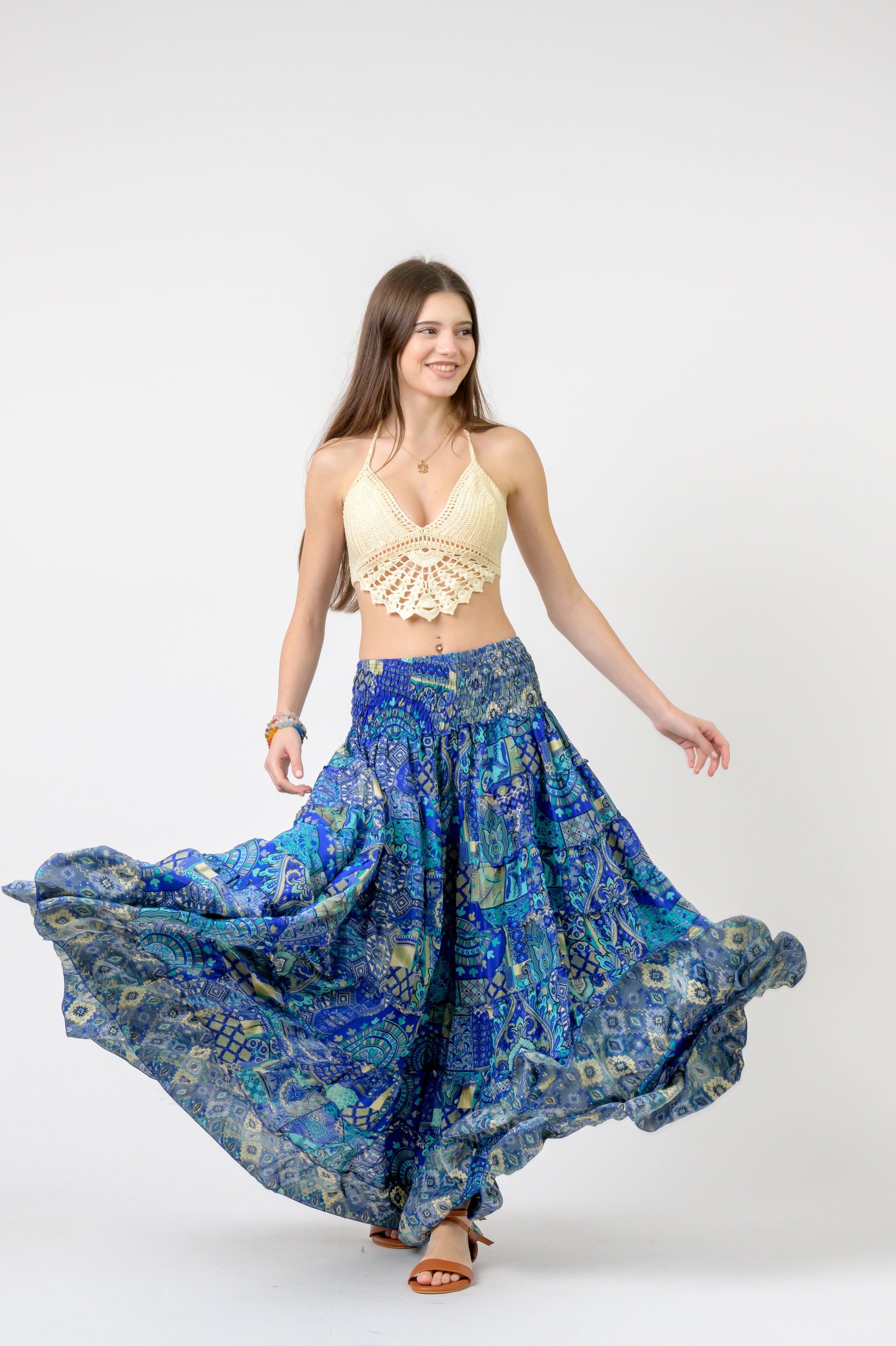 Layered Print Ruffle Skirt