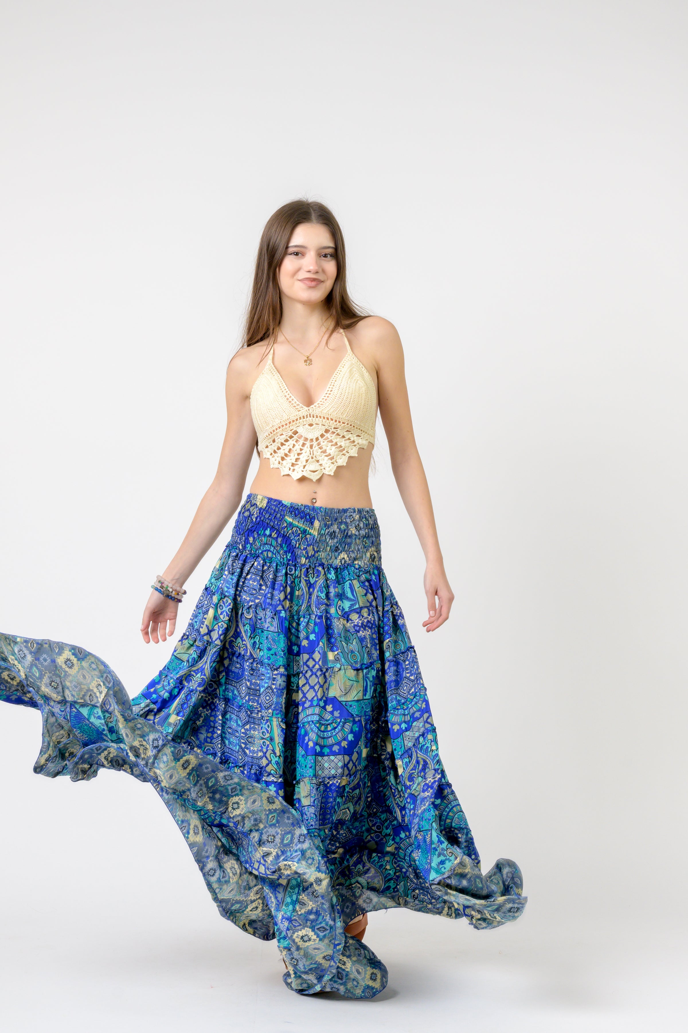 Layered Print Ruffle Skirt