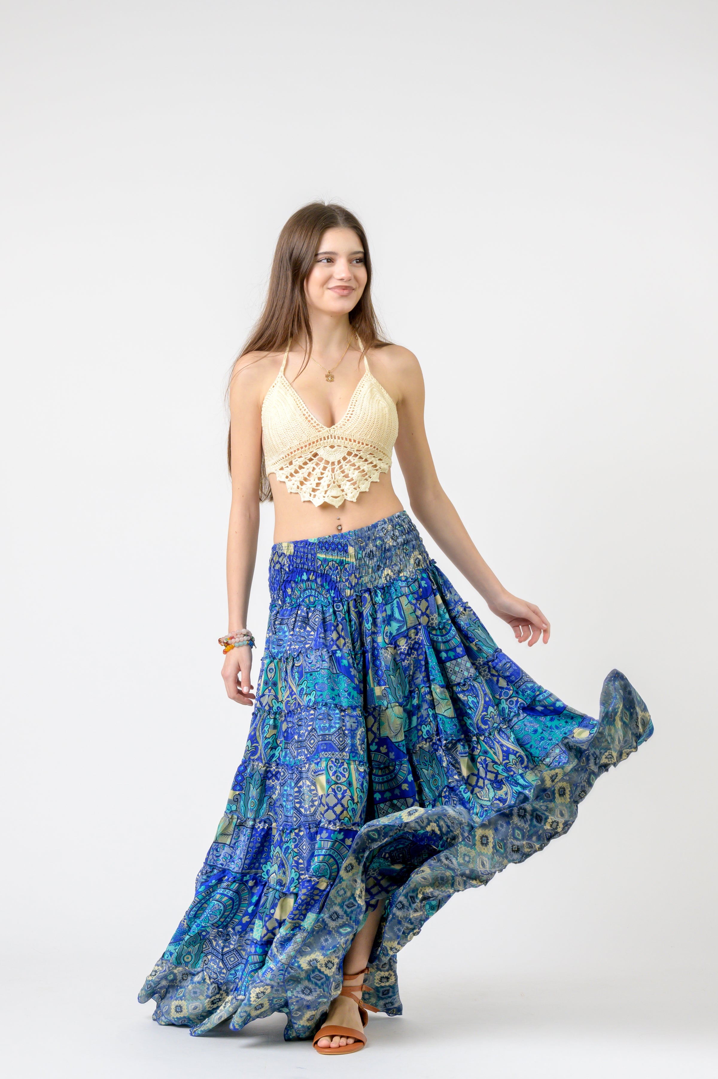 Layered Print Ruffle Skirt