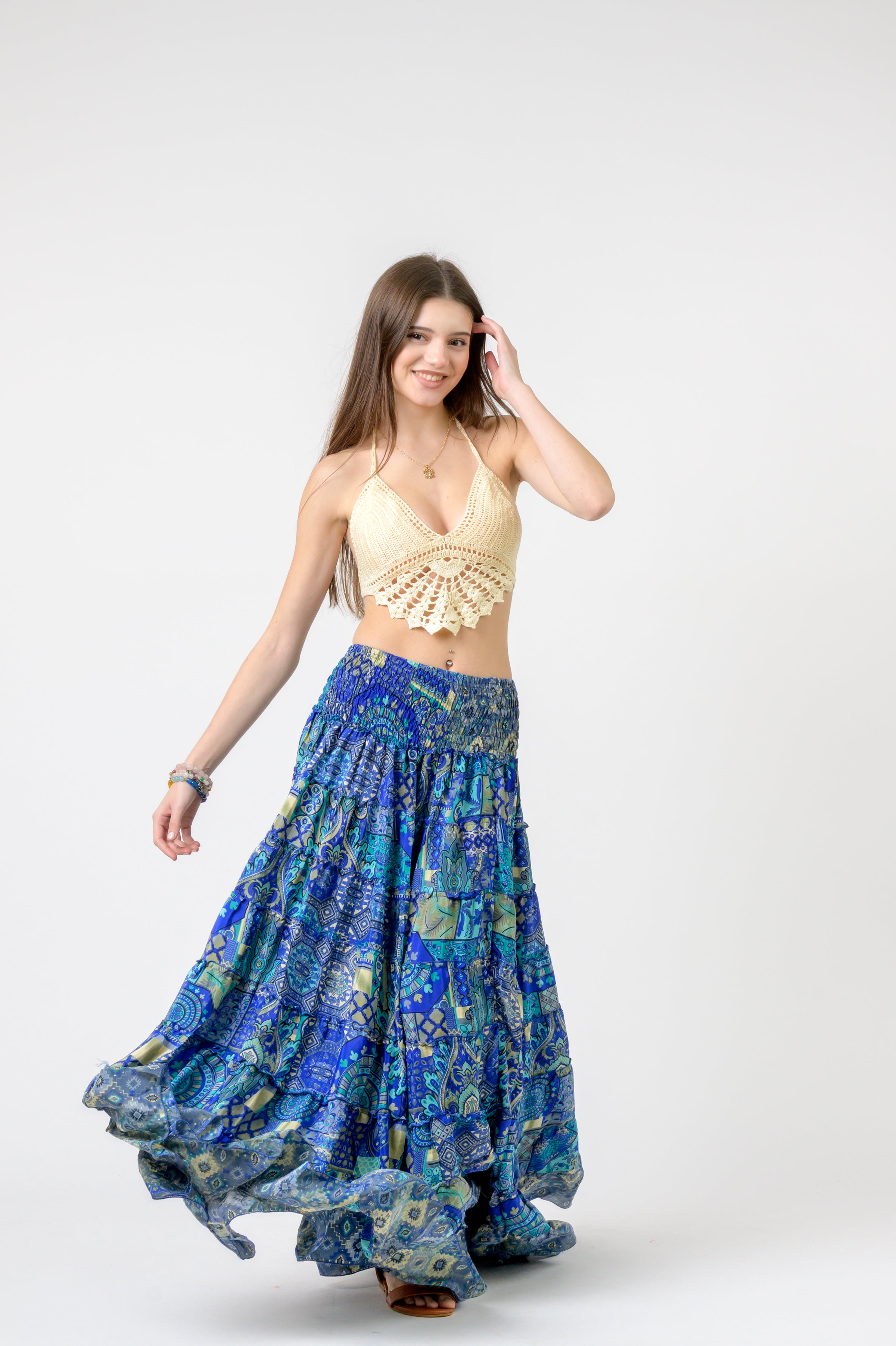 Layered Print Ruffle Skirt