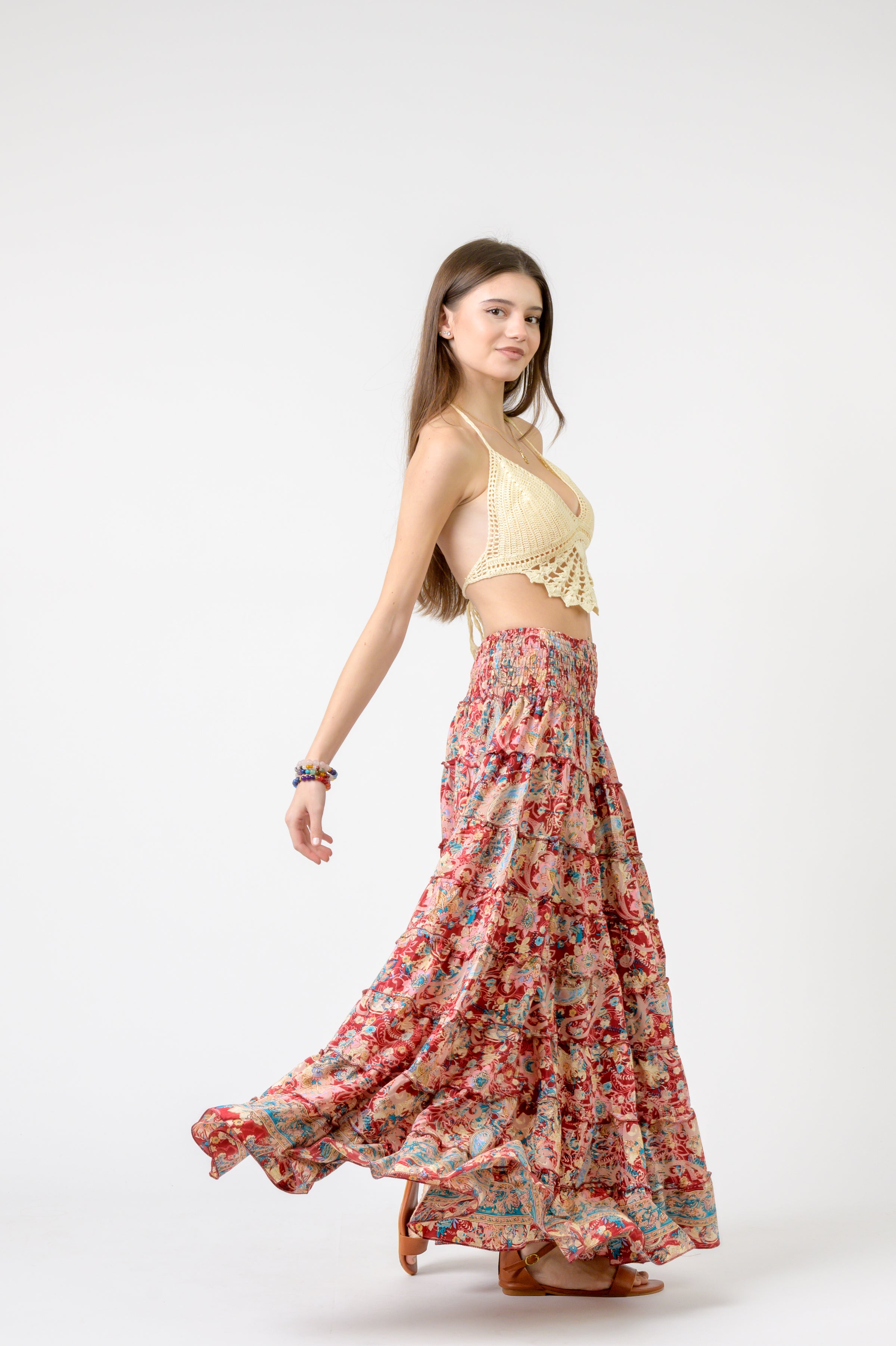 Layered Print Ruffle Skirt