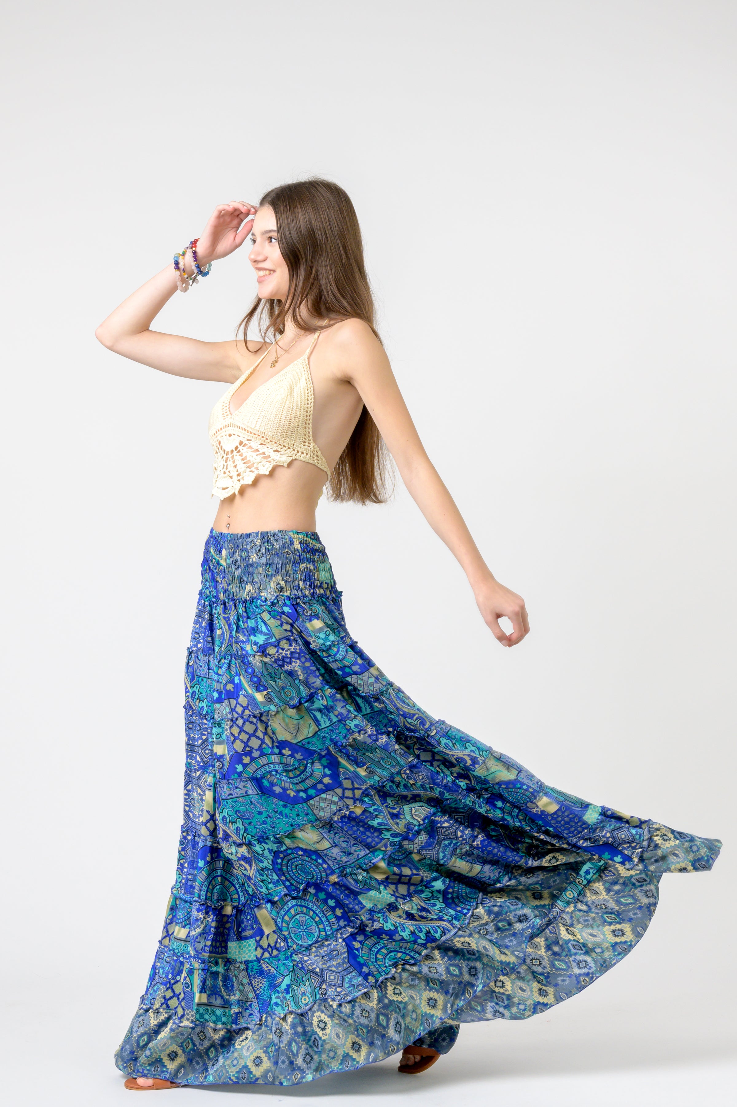 Layered Print Ruffle Skirt