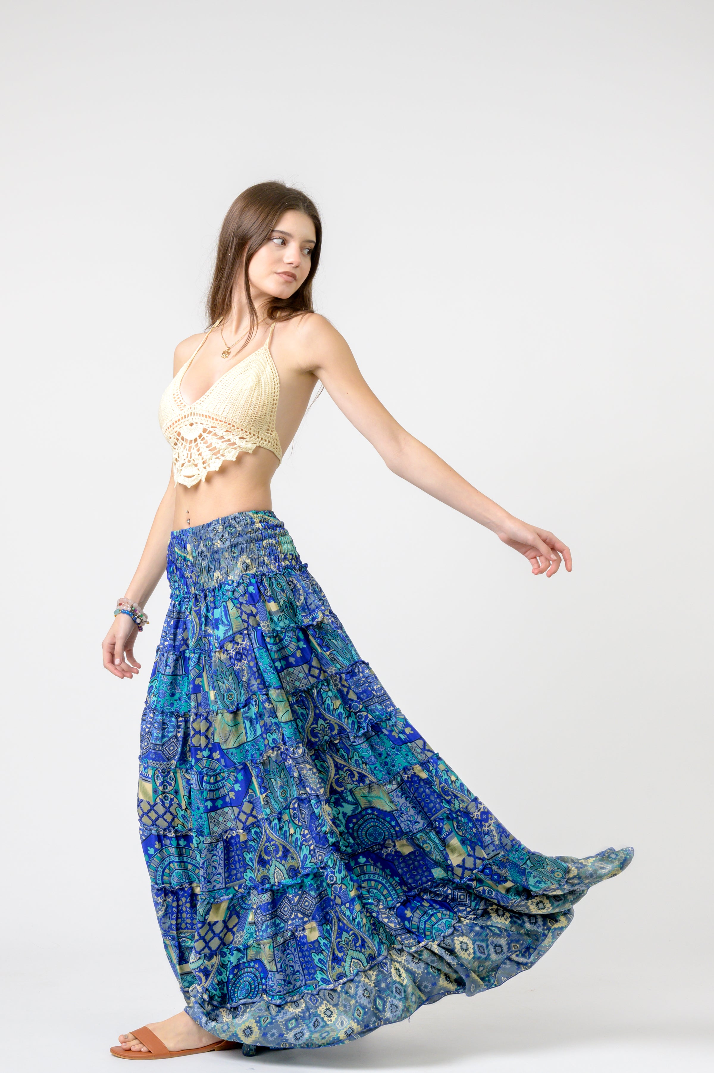 Layered Print Ruffle Skirt