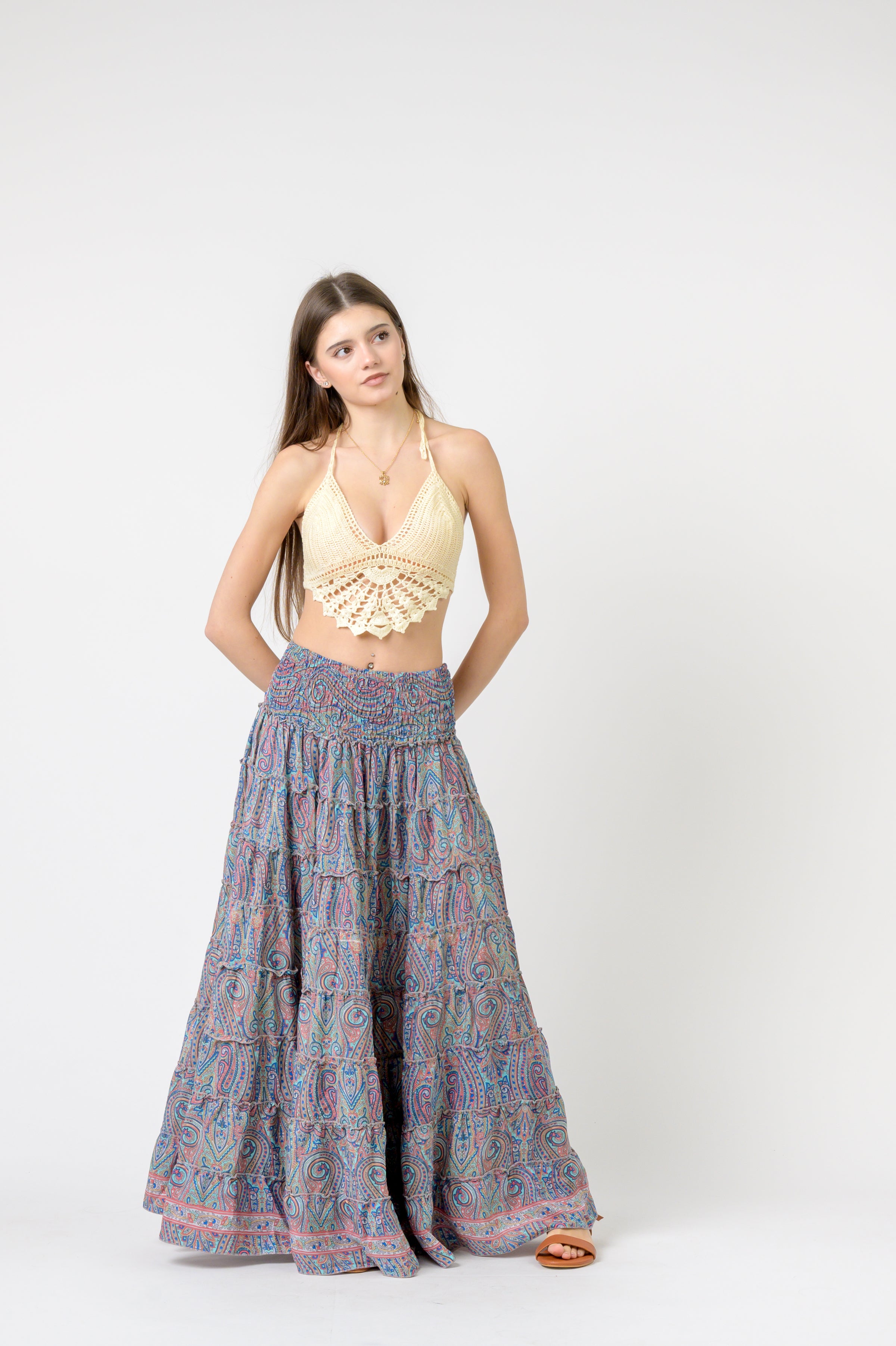 Layered Print Ruffle Skirt