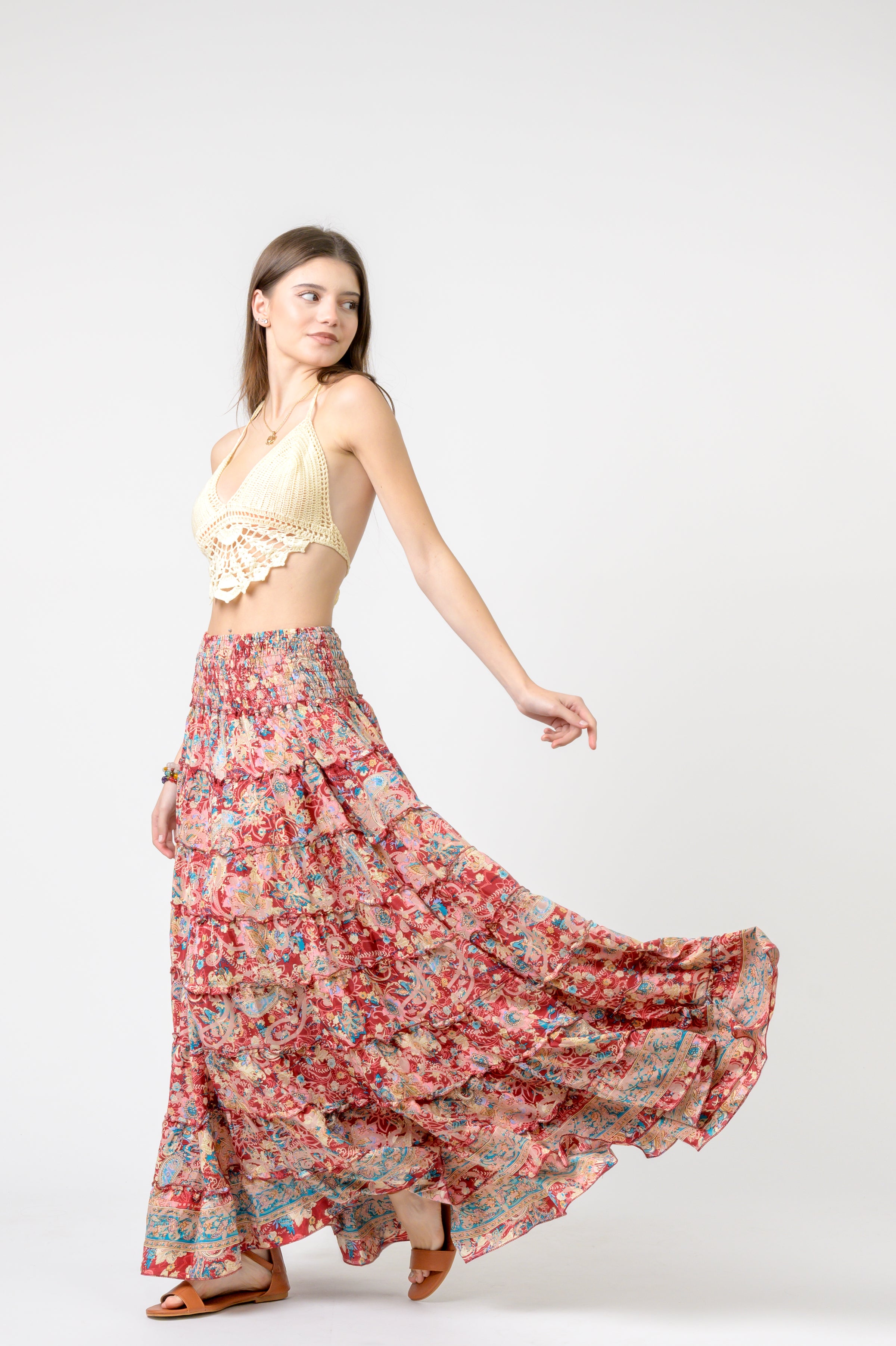 Layered Print Ruffle Skirt