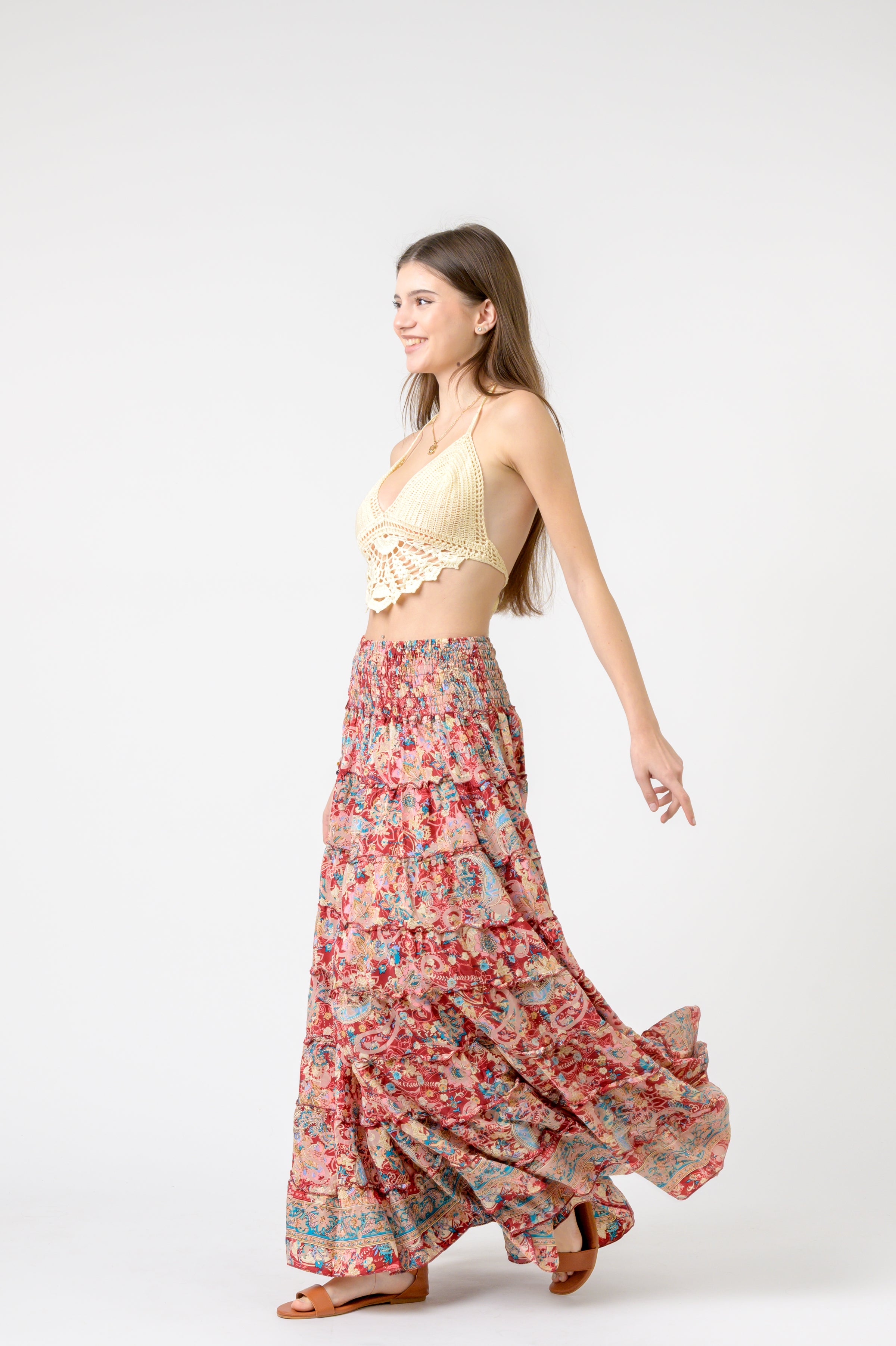 Layered Print Ruffle Skirt