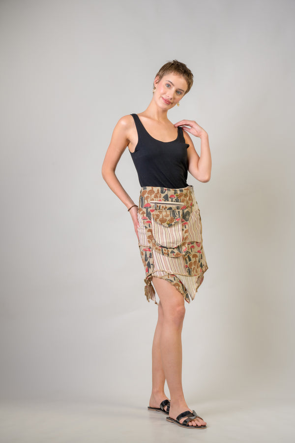 Stripe and Mushroom Patch Skirt