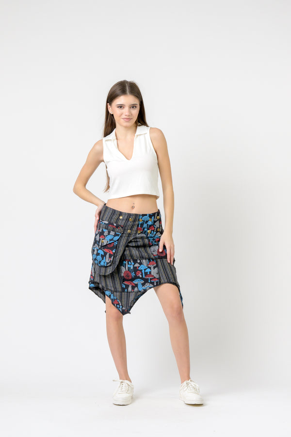 Stripe and Mushroom Patch Skirt