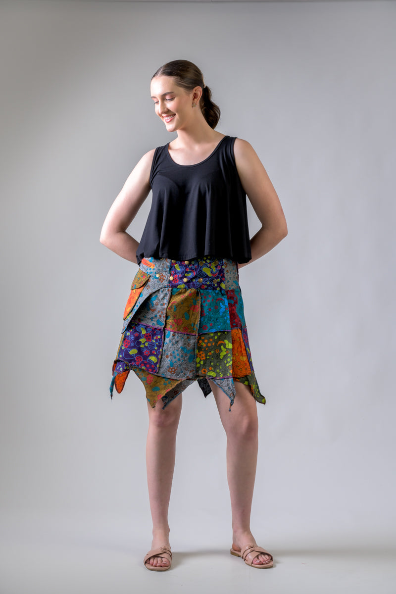 Colorful Mushroom Patches Skirt - Multicolor
