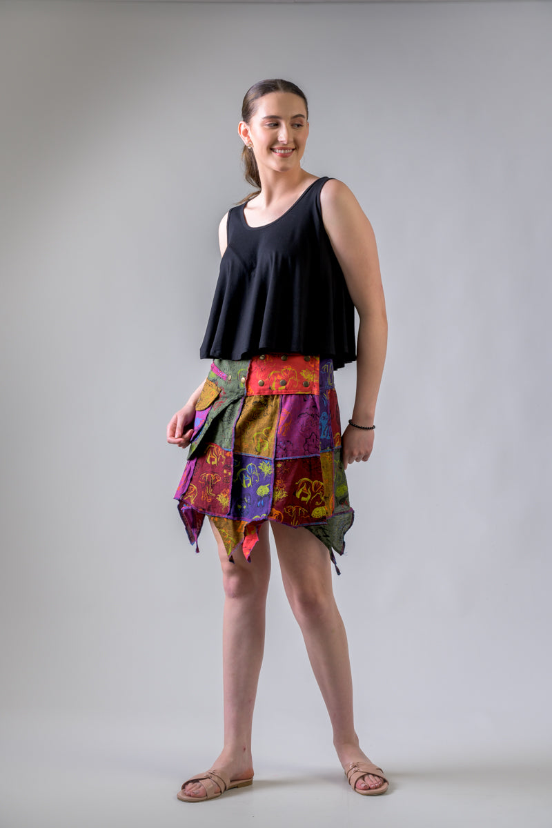 Colorful Mushroom Patches Skirt - Multicolor