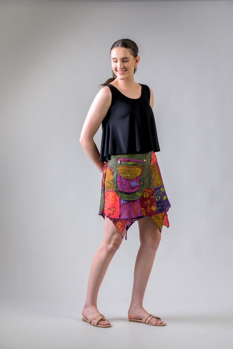 Colorful Mushroom Patches Skirt - Multicolor