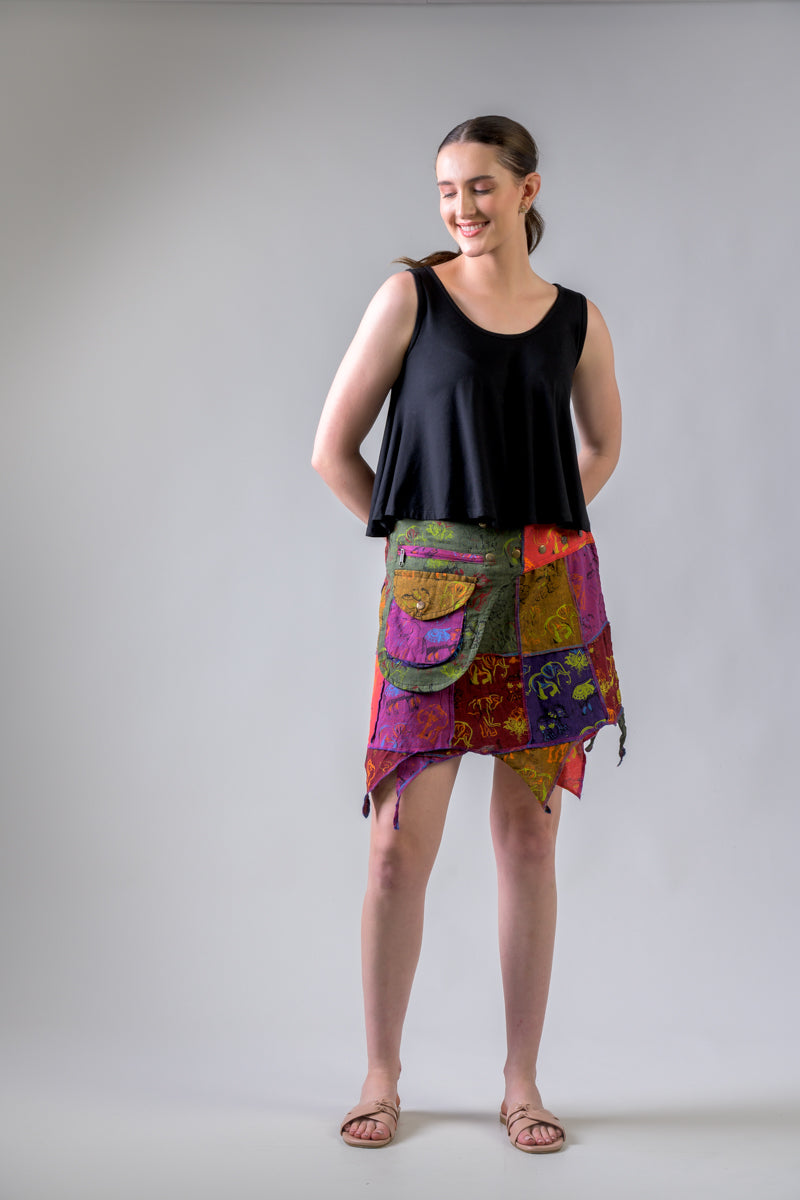 Colorful Mushroom Patches Skirt - Multicolor