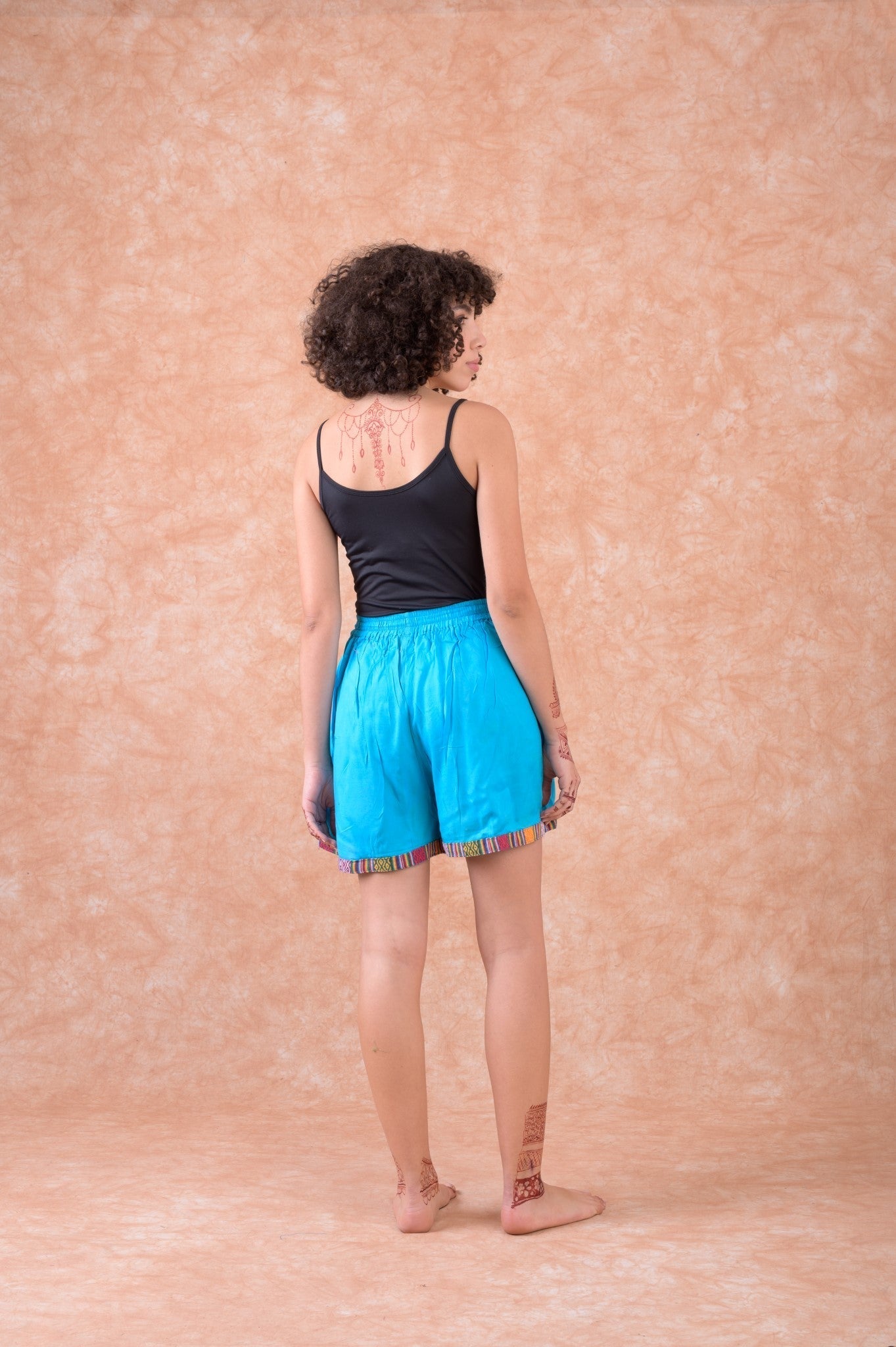 Rhea Boho Shorts With Patterned Border