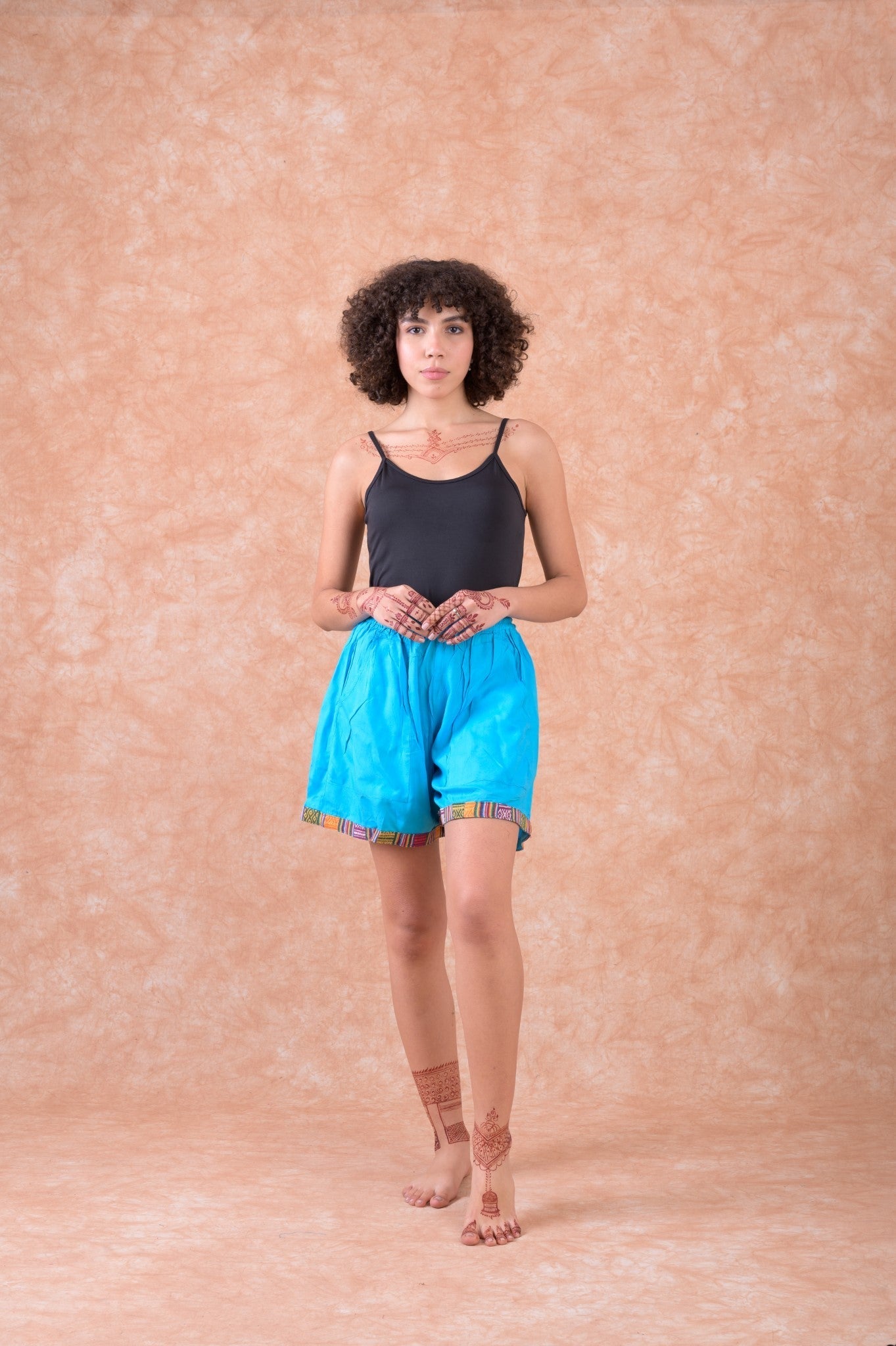 Rhea Boho Shorts With Patterned Border