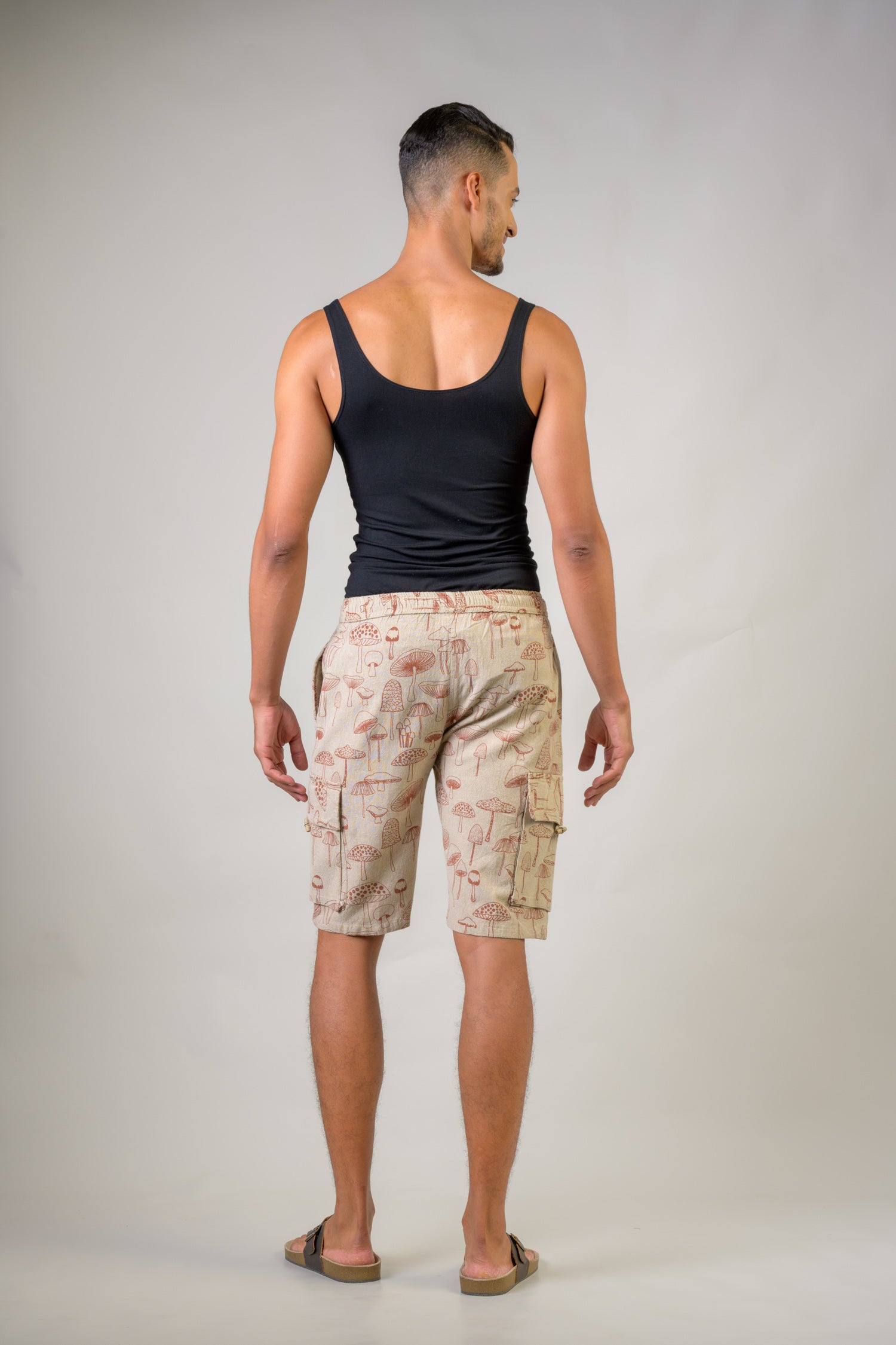 Mushroom Print Cargo Shorts - Hemp