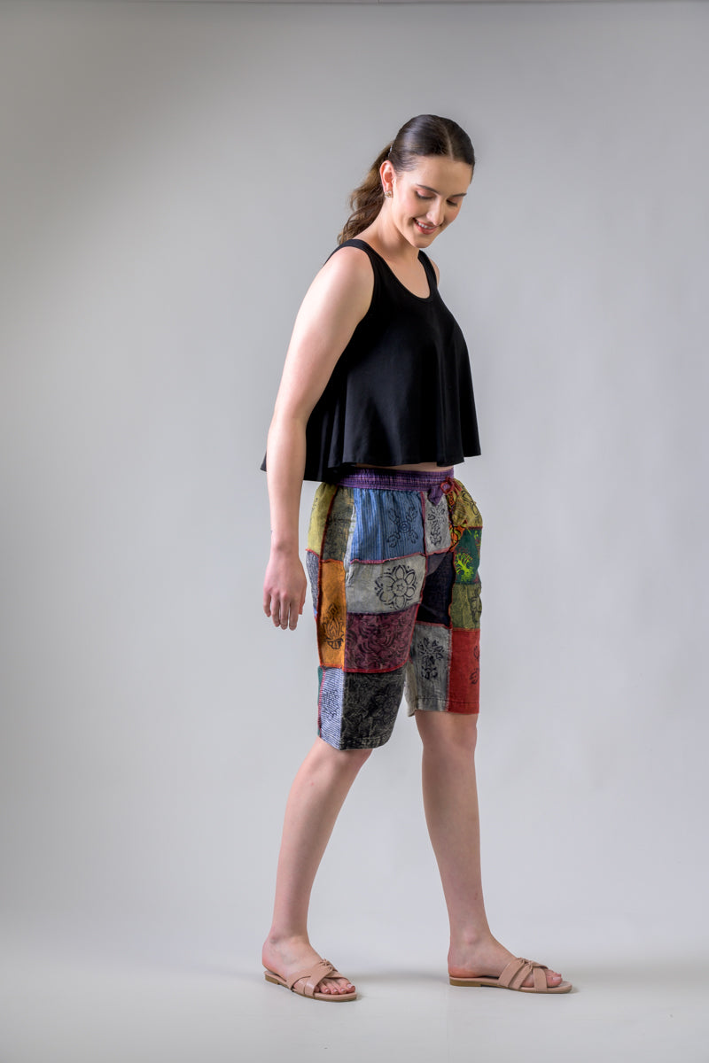 Cotton Mix Patch Short Trouser - Multicolor
