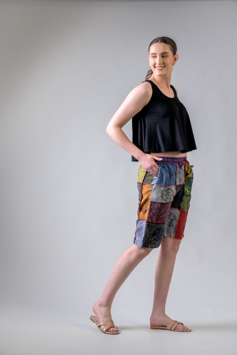 Cotton Mix Patch Short Trouser - Multicolor