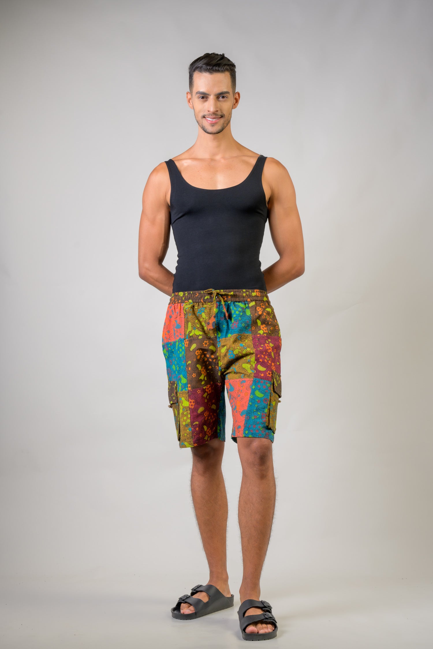 Colorful Mushroom Patches Shorts - Multicolor