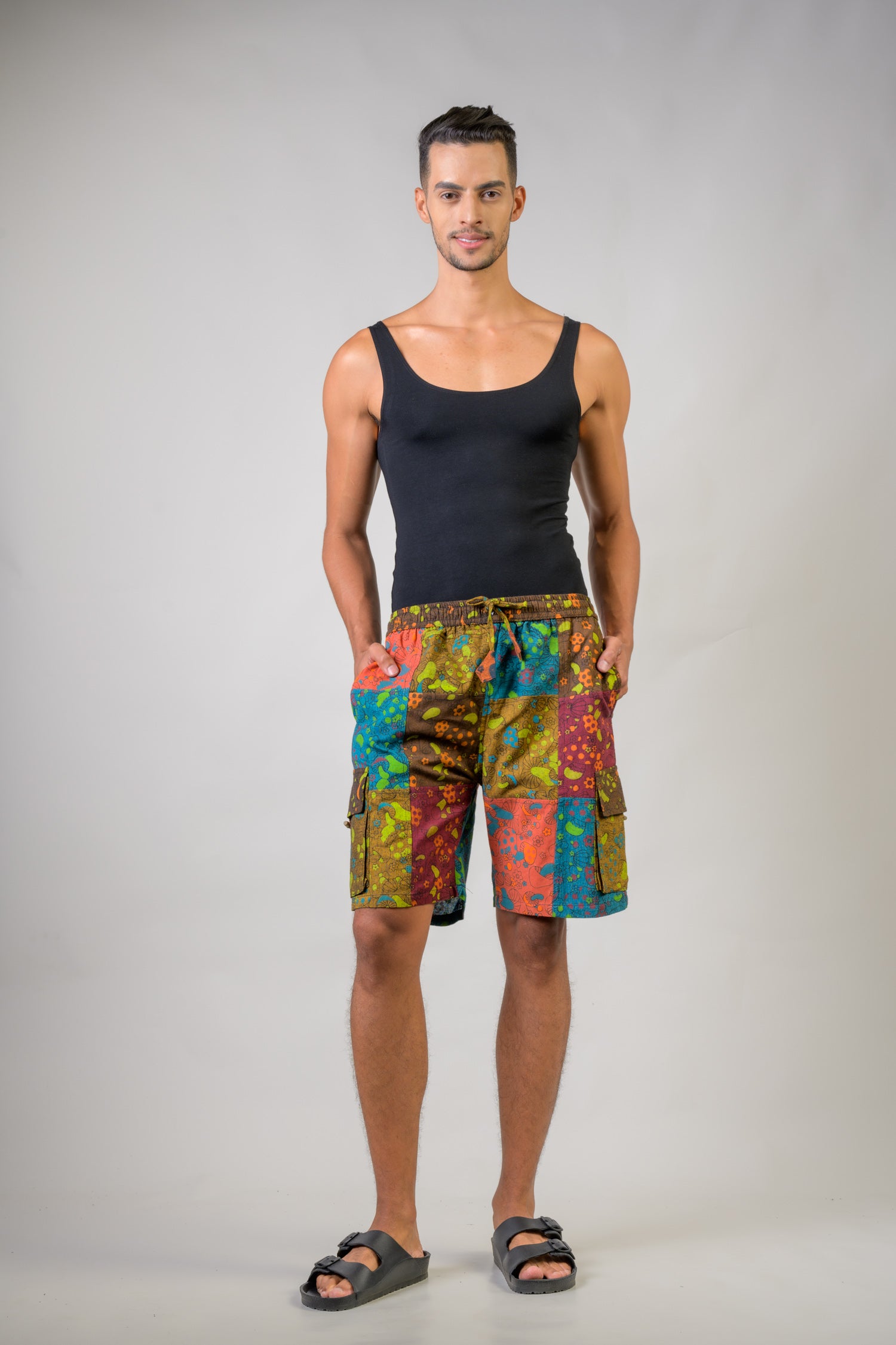 Colorful Mushroom Patches Shorts - Multicolor