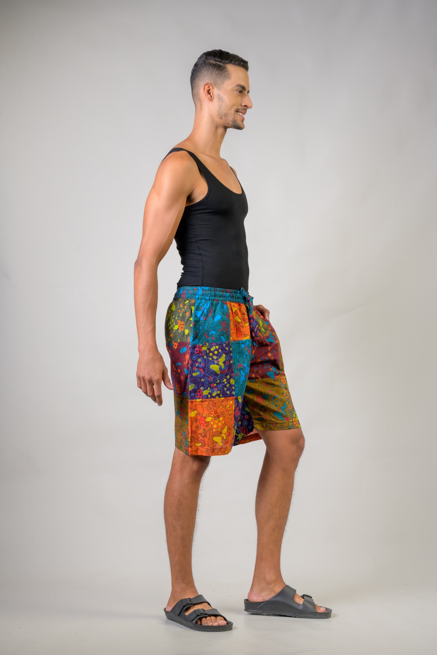 Colorful Mushroom Patches Shorts - Multicolor