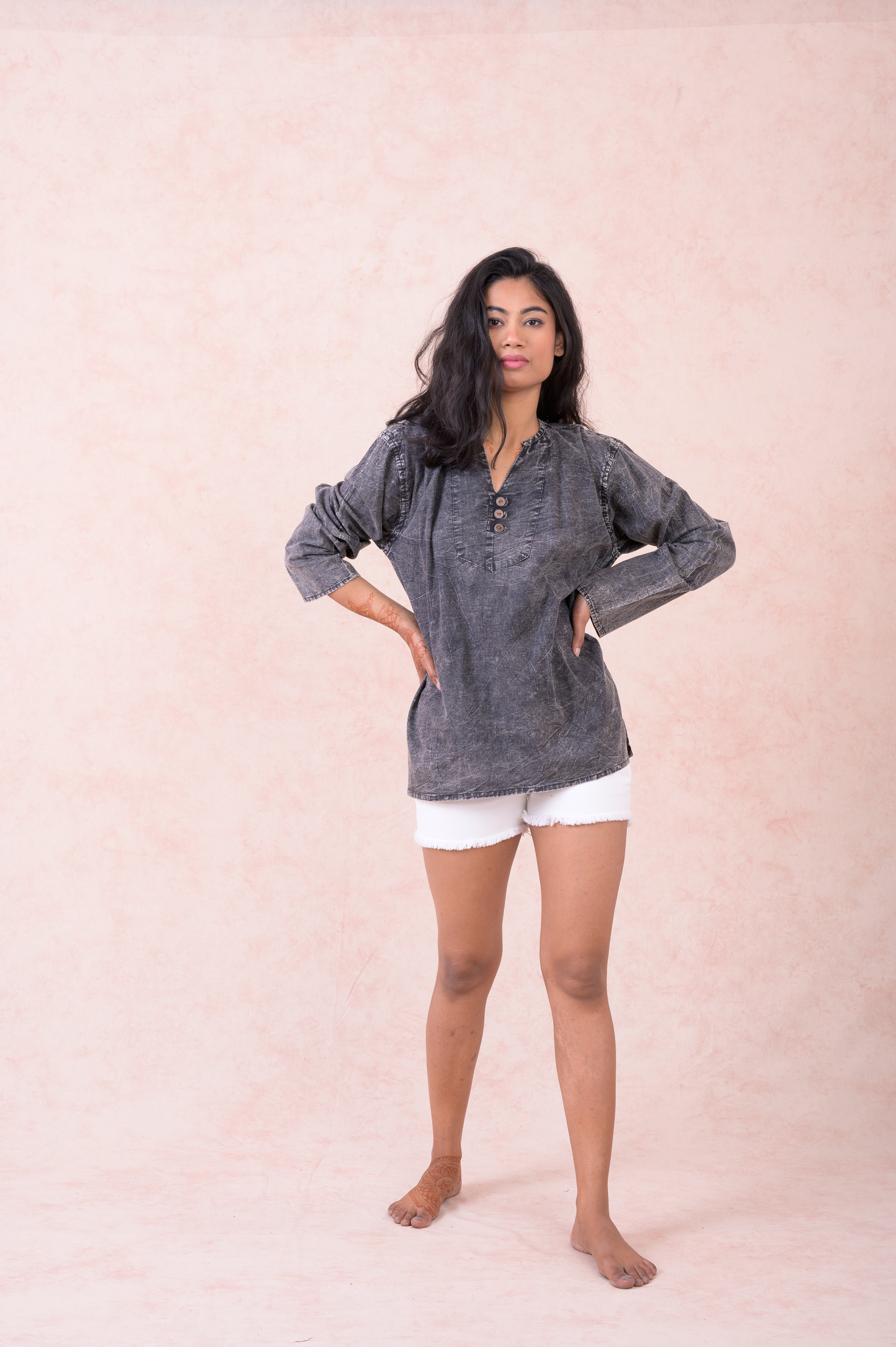 Rhea Button V-Neck Shirt