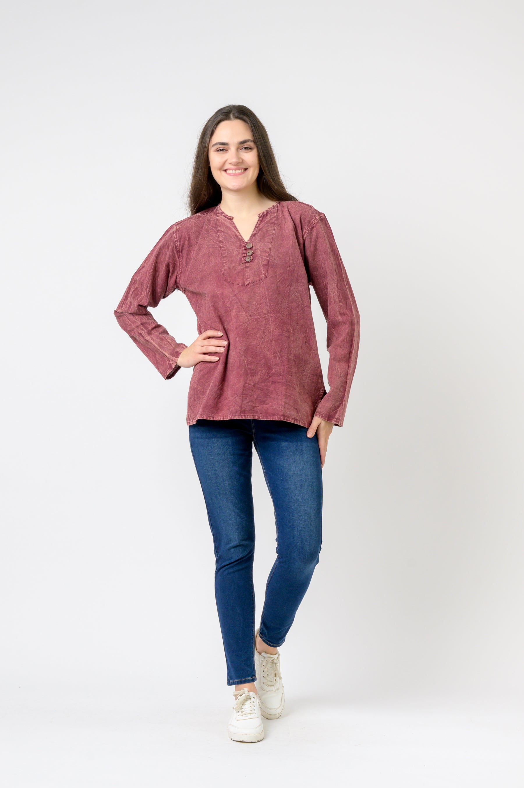 Button V-Neck Shirt