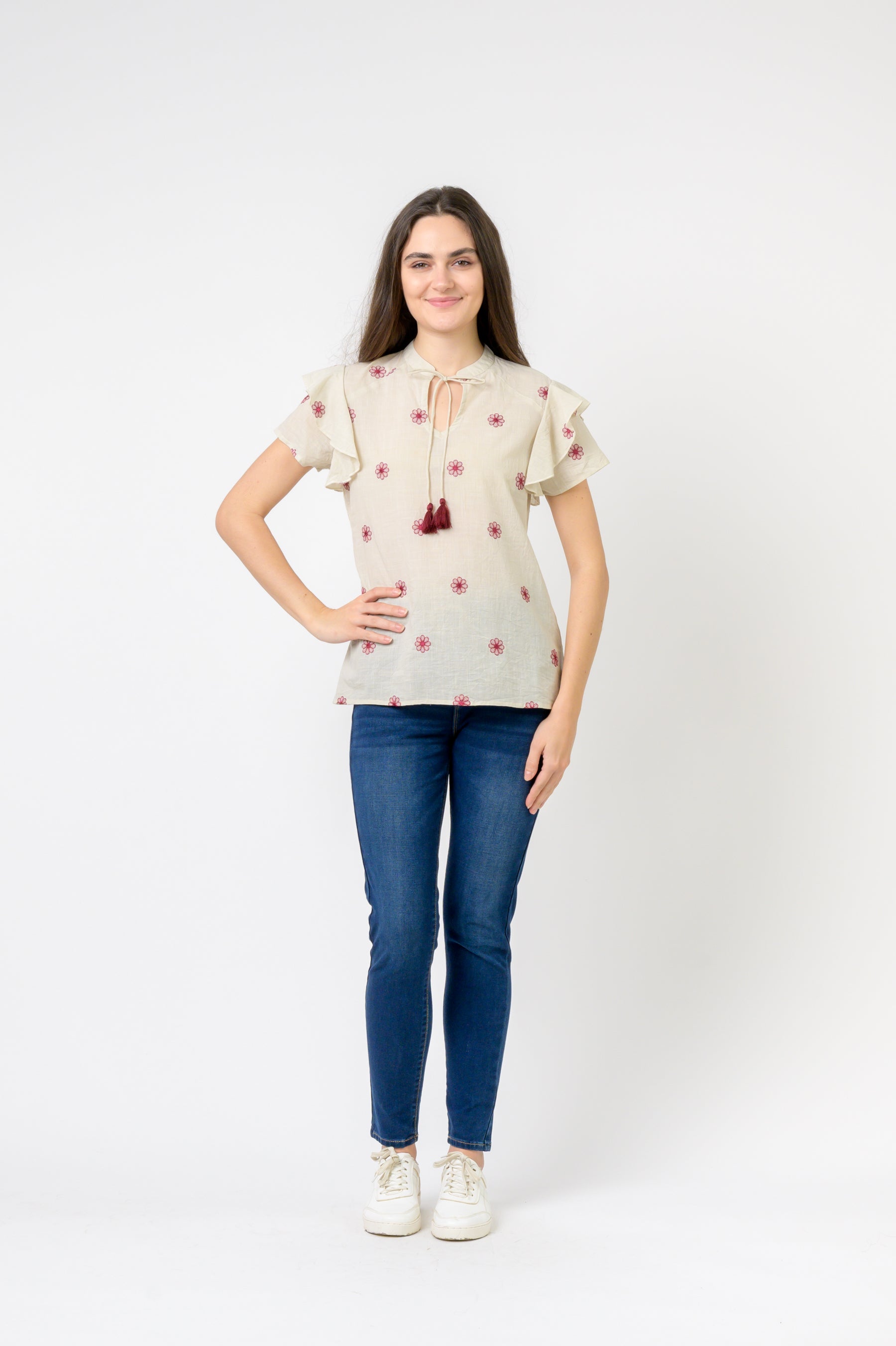 Flower Spot Short Sleeve Top