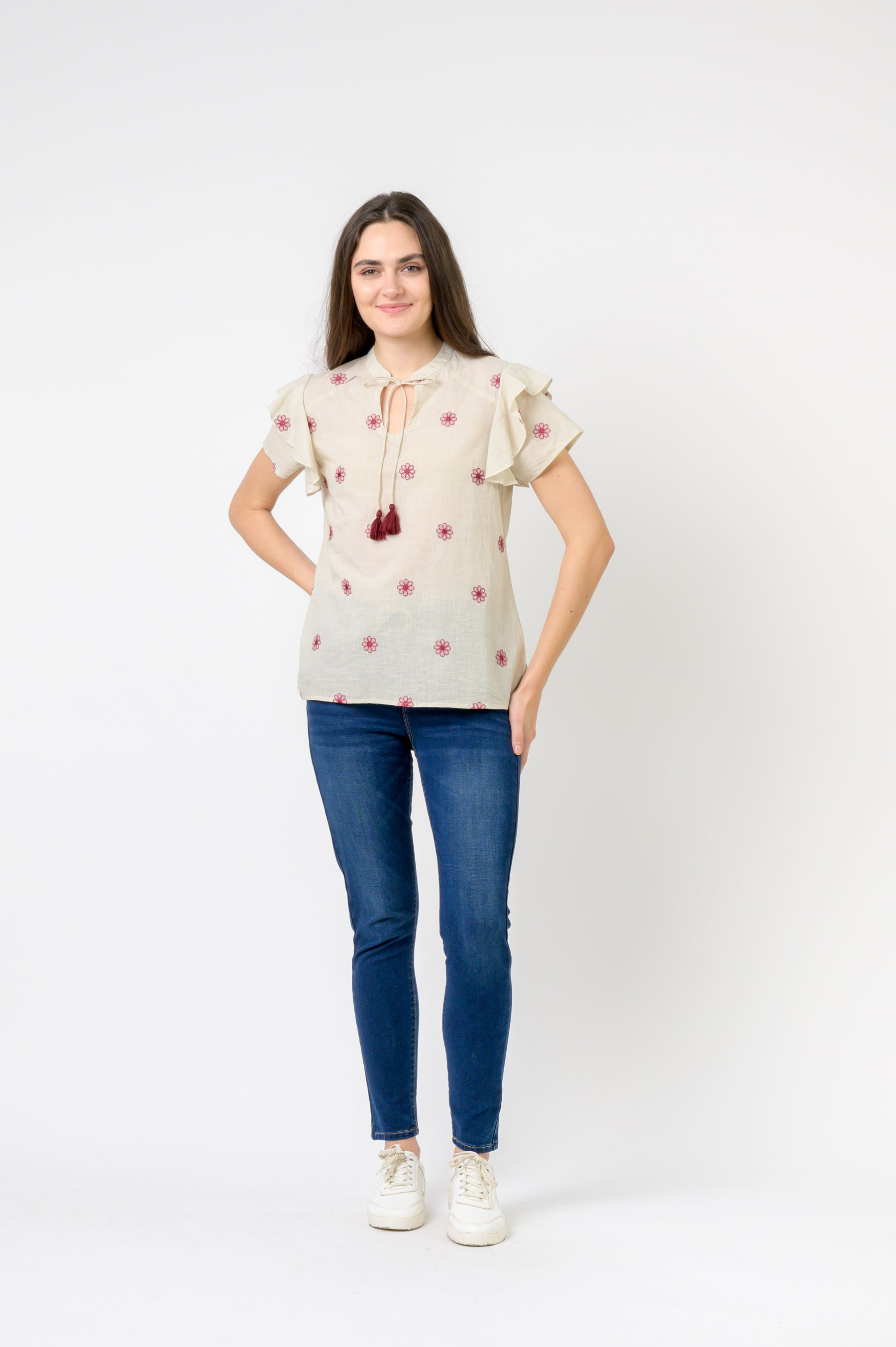 Flower Spot Short Sleeve Top
