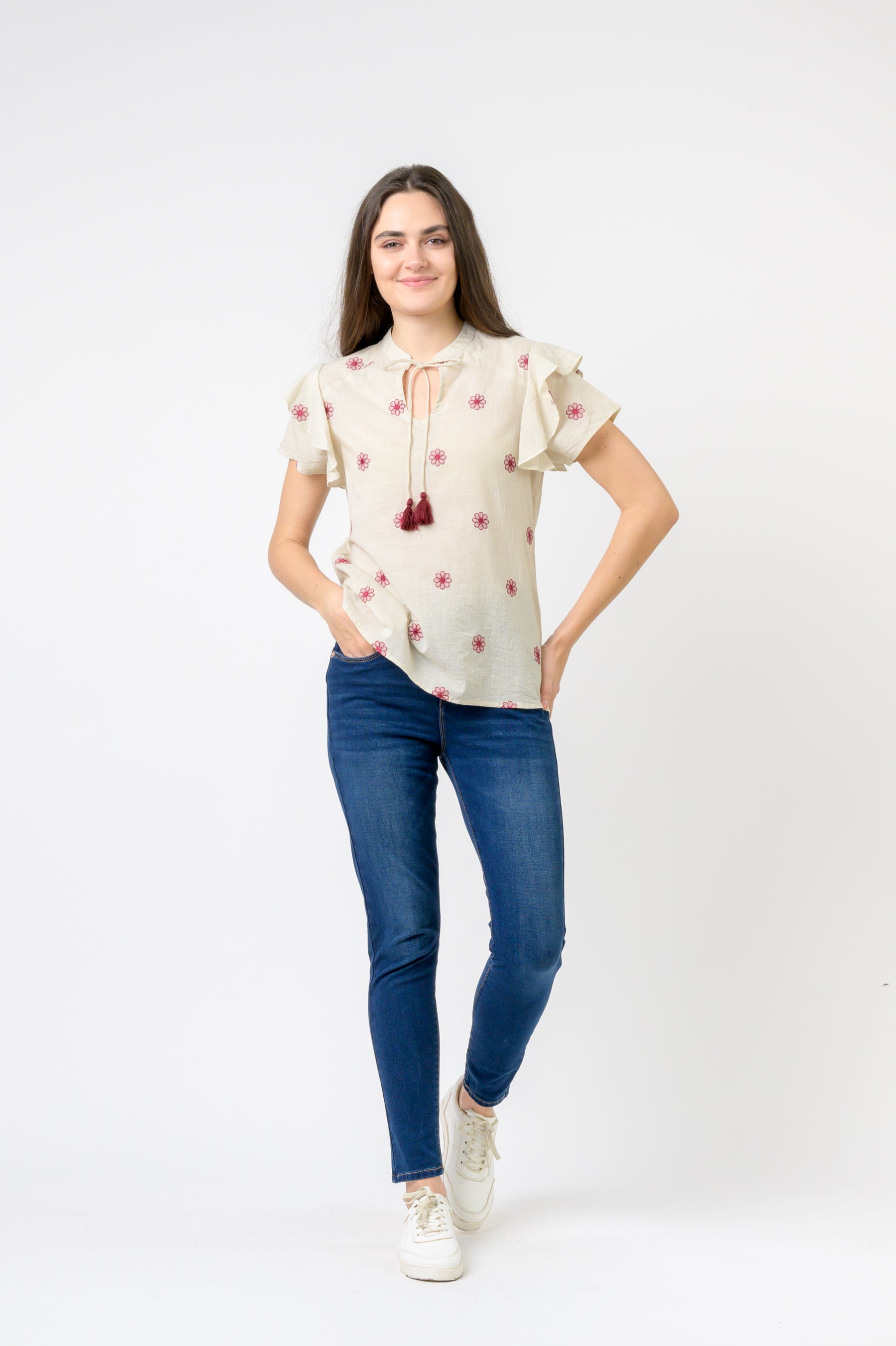 Flower Spot Short Sleeve Top