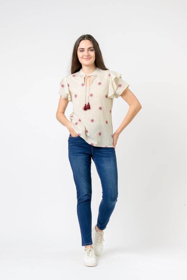 Flower Spot Short Sleeve Top