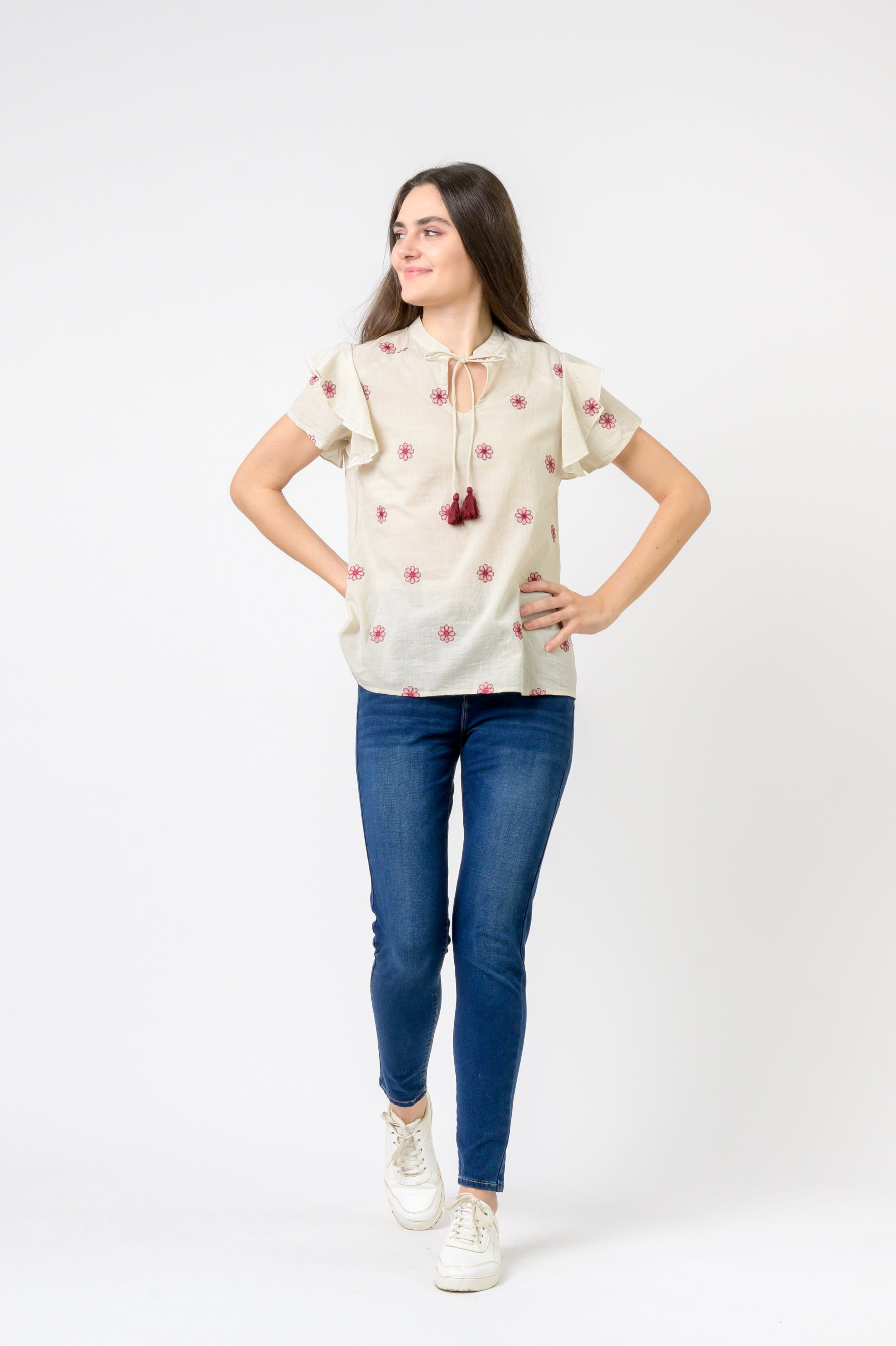 Flower Spot Short Sleeve Top