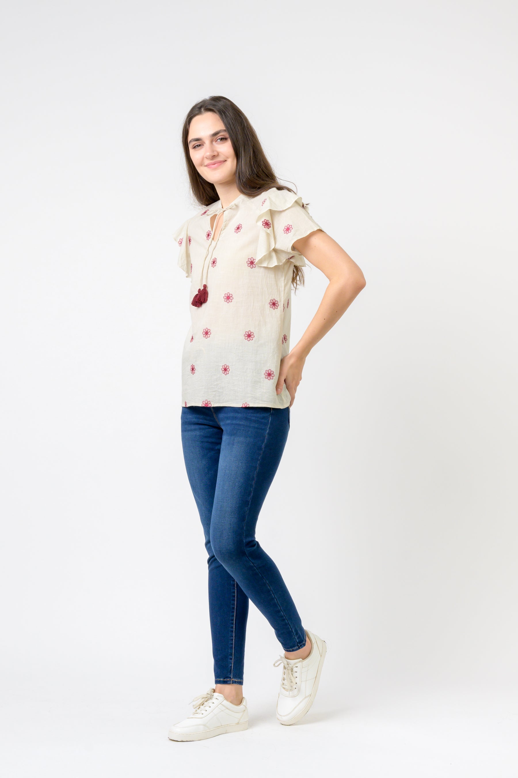 Flower Spot Short Sleeve Top