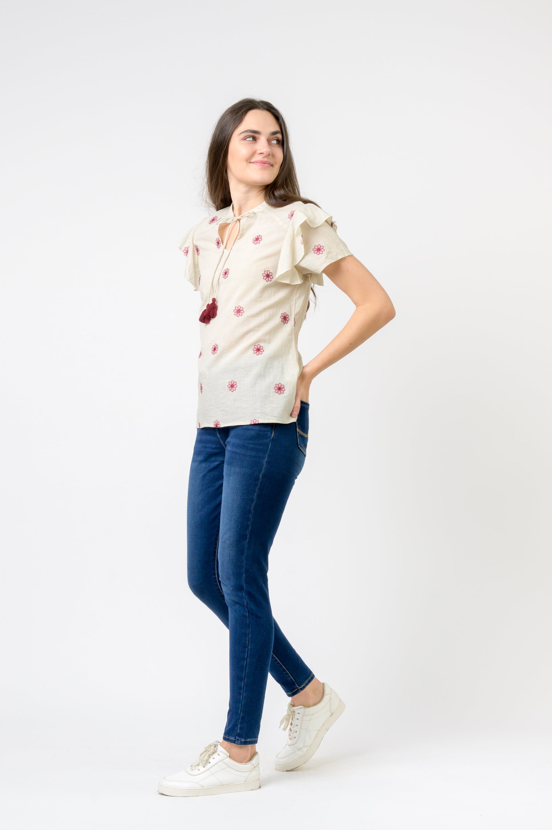 Flower Spot Short Sleeve Top