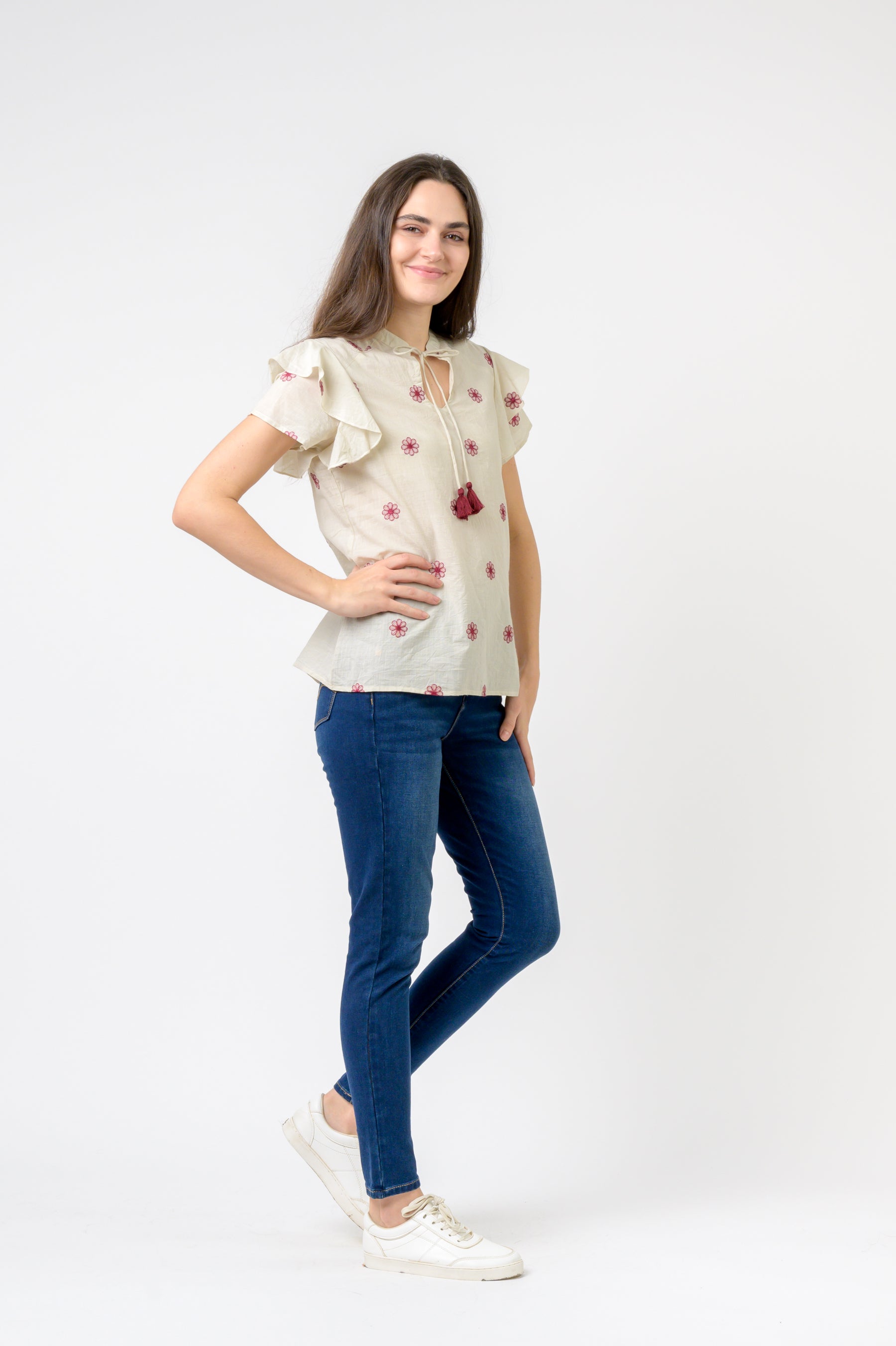 Flower Spot Short Sleeve Top