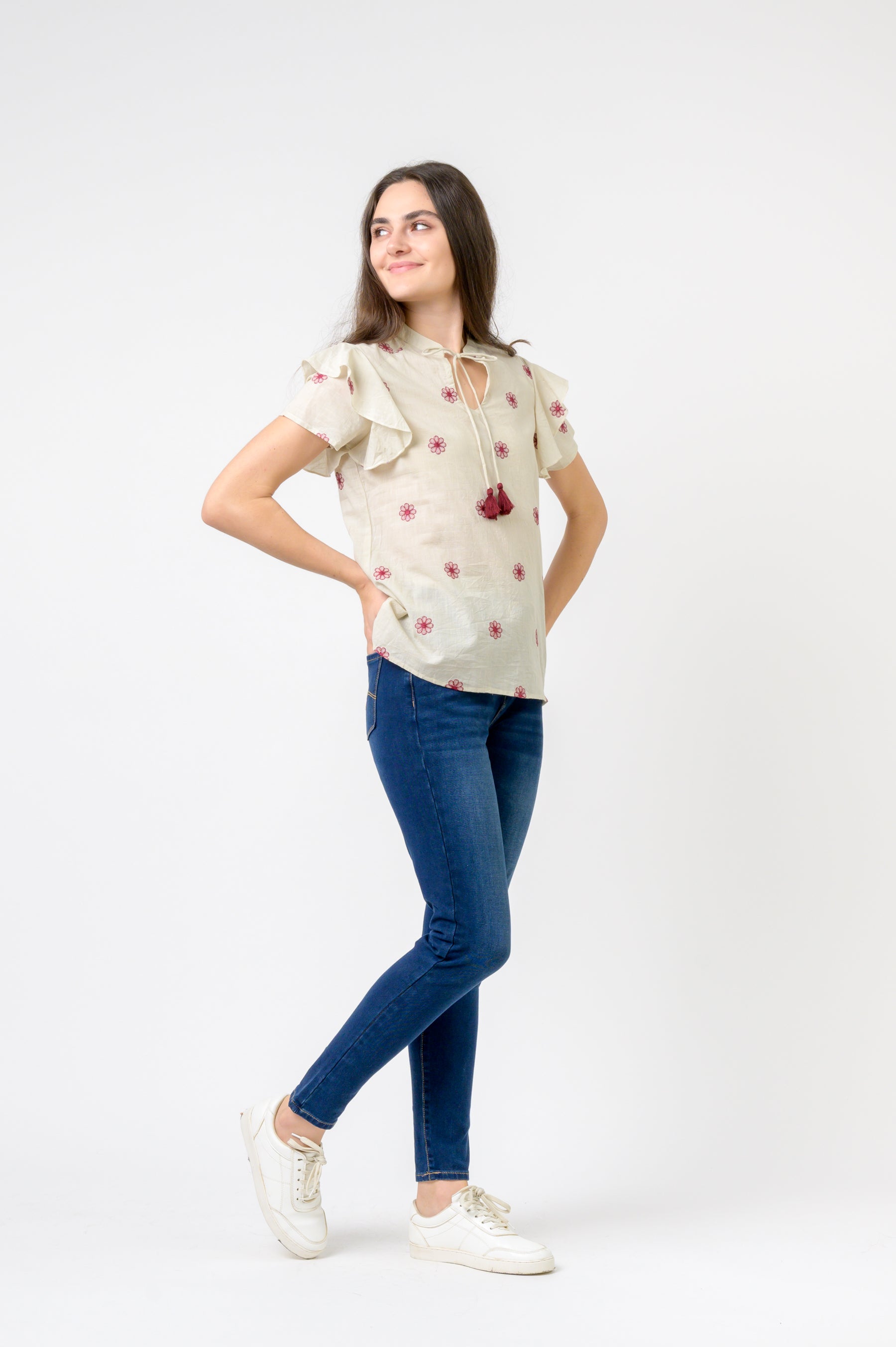 Flower Spot Short Sleeve Top
