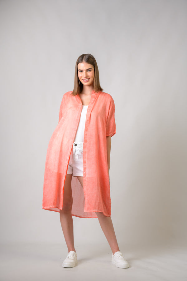 Plain Cotton Dress - Orange