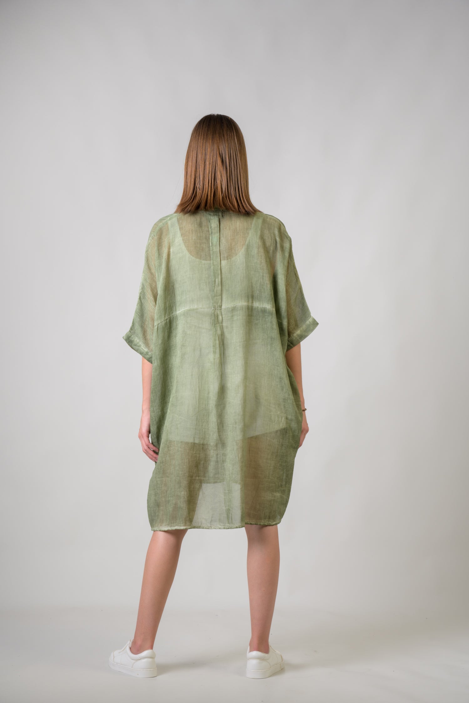 Plain Cotton Dress - Olive