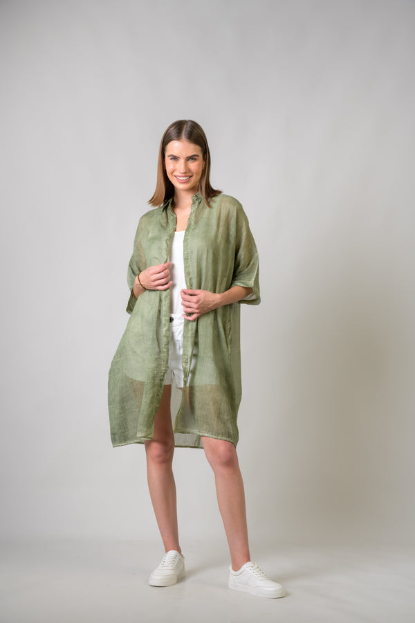 Plain Cotton Dress - Olive