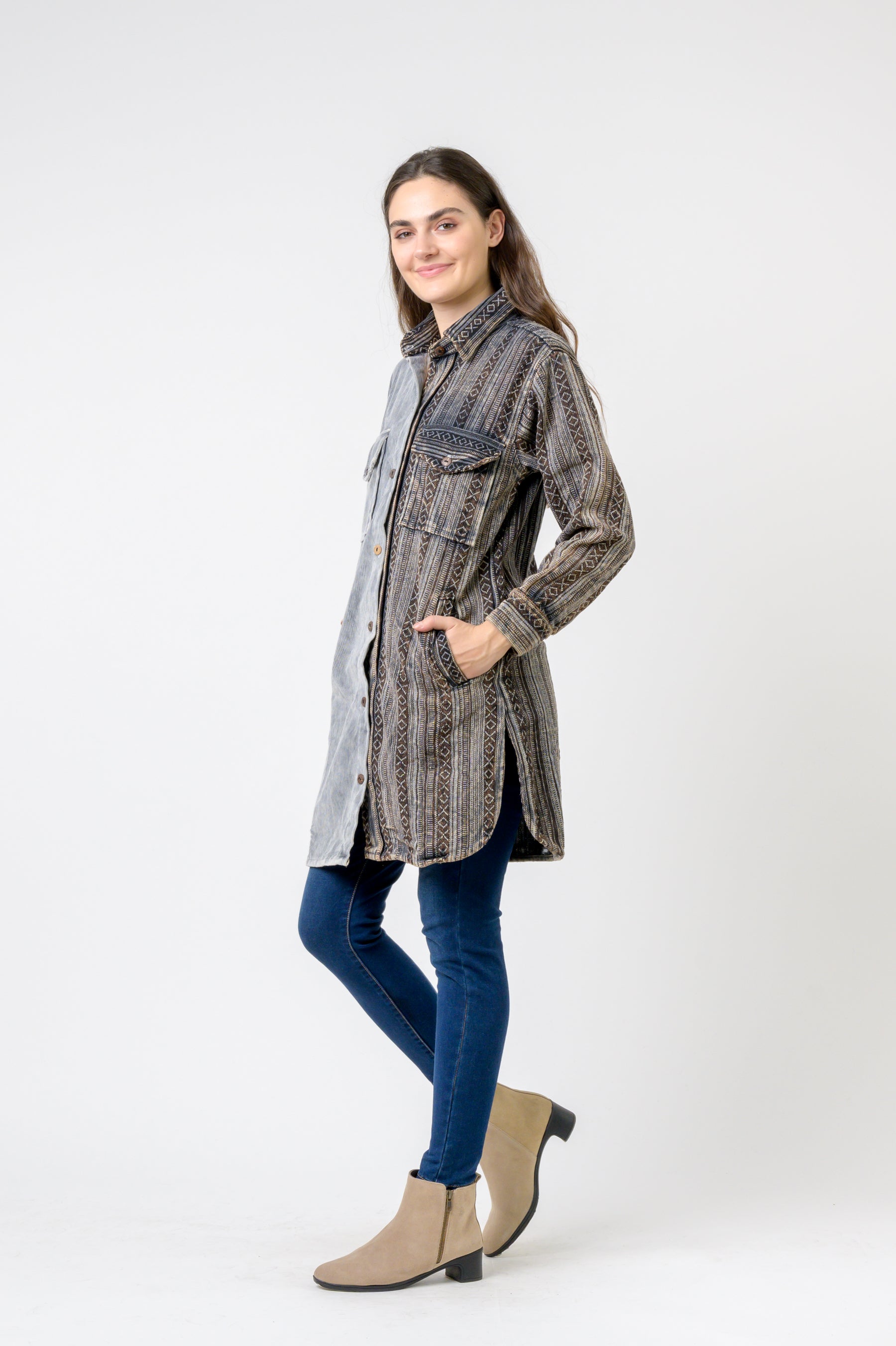 Dual-Texture Long Shirt