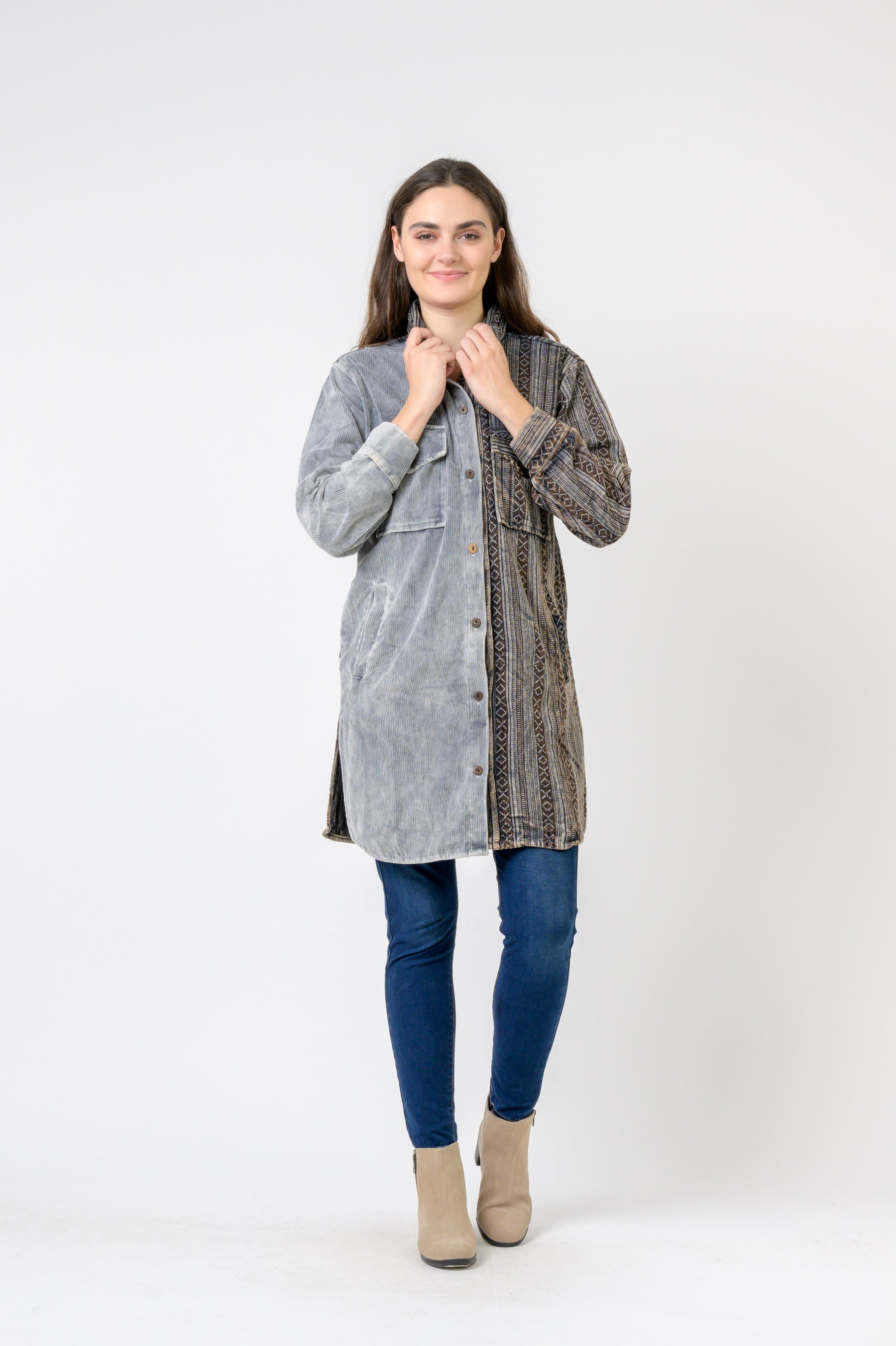 Dual-Texture Long Shirt