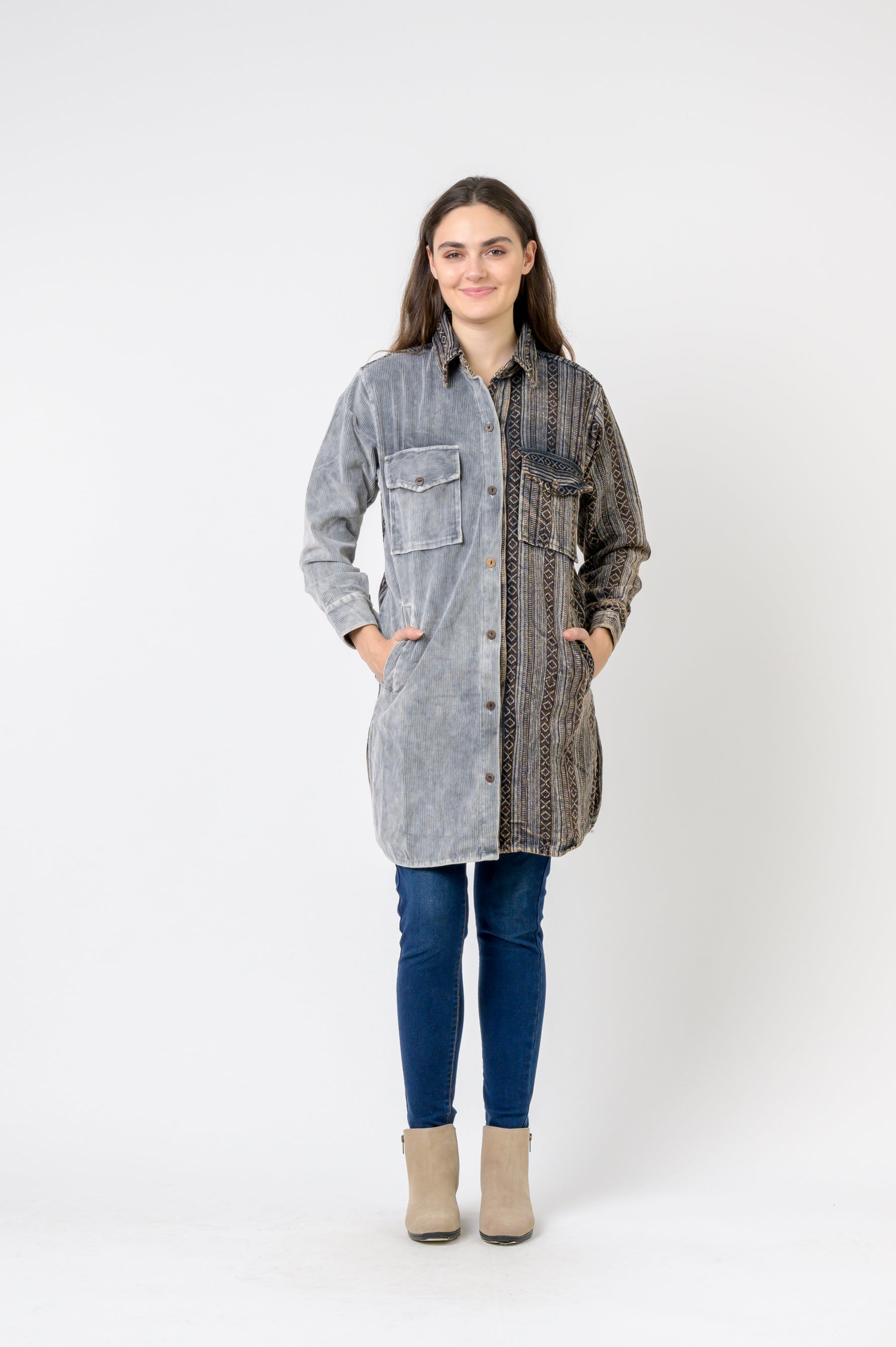 Dual-Texture Long Shirt