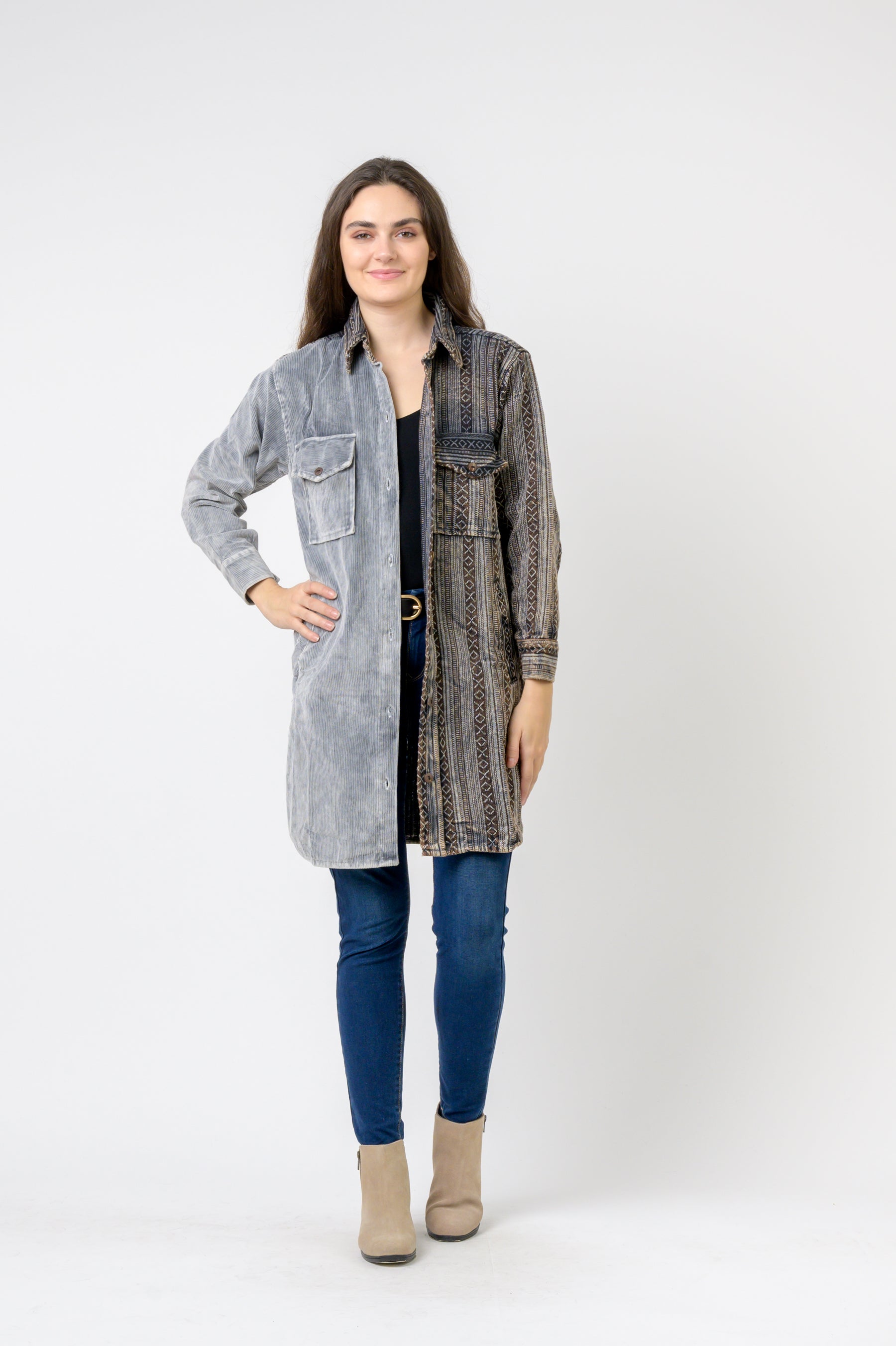 Dual-Texture Long Shirt
