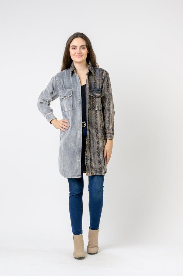 Dual-Texture Long Shirt